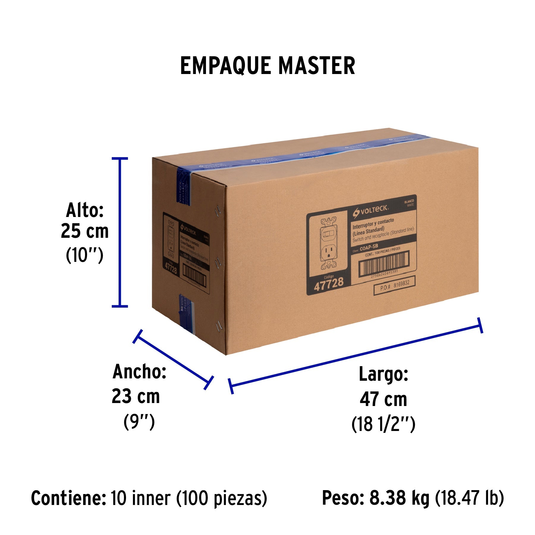 Interruptor de palanca con contacto, Standard, blanco - Empaque