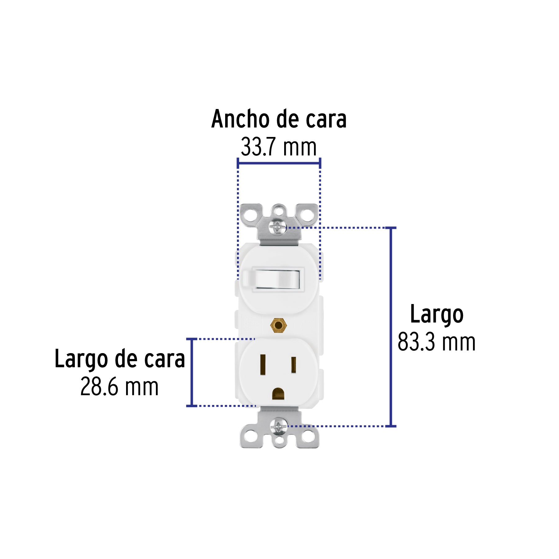 Interruptor de palanca con contacto, Standard, blanco