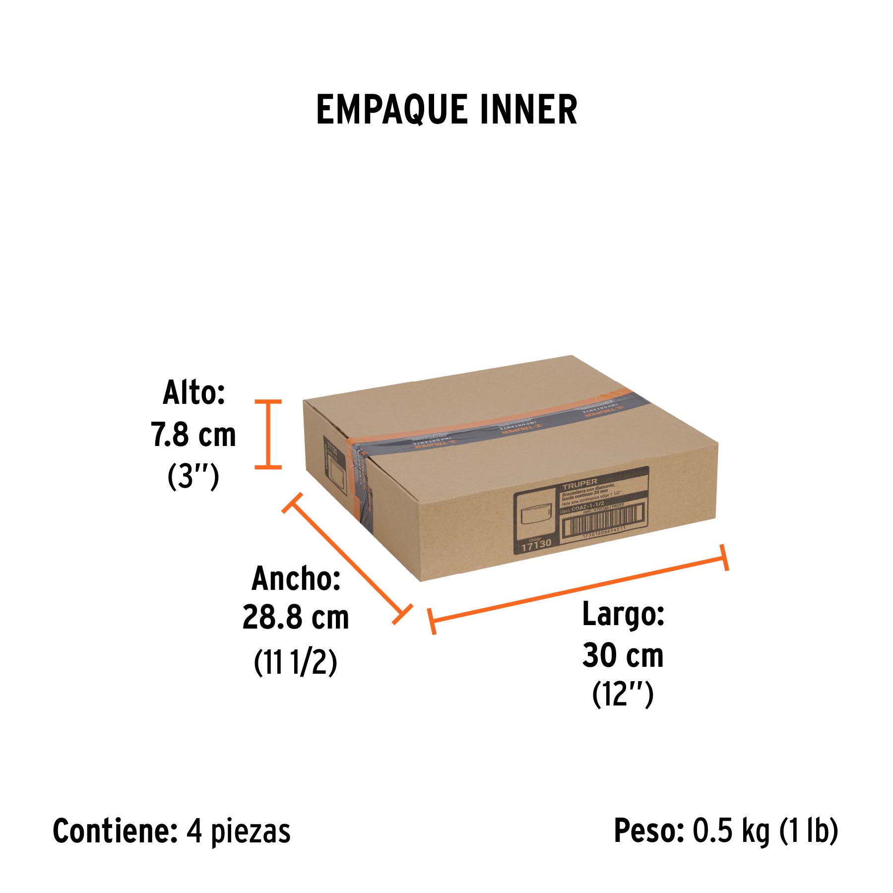 Brocasierra diamante 1-1/2" borde continuo, TRUPER - Empaque