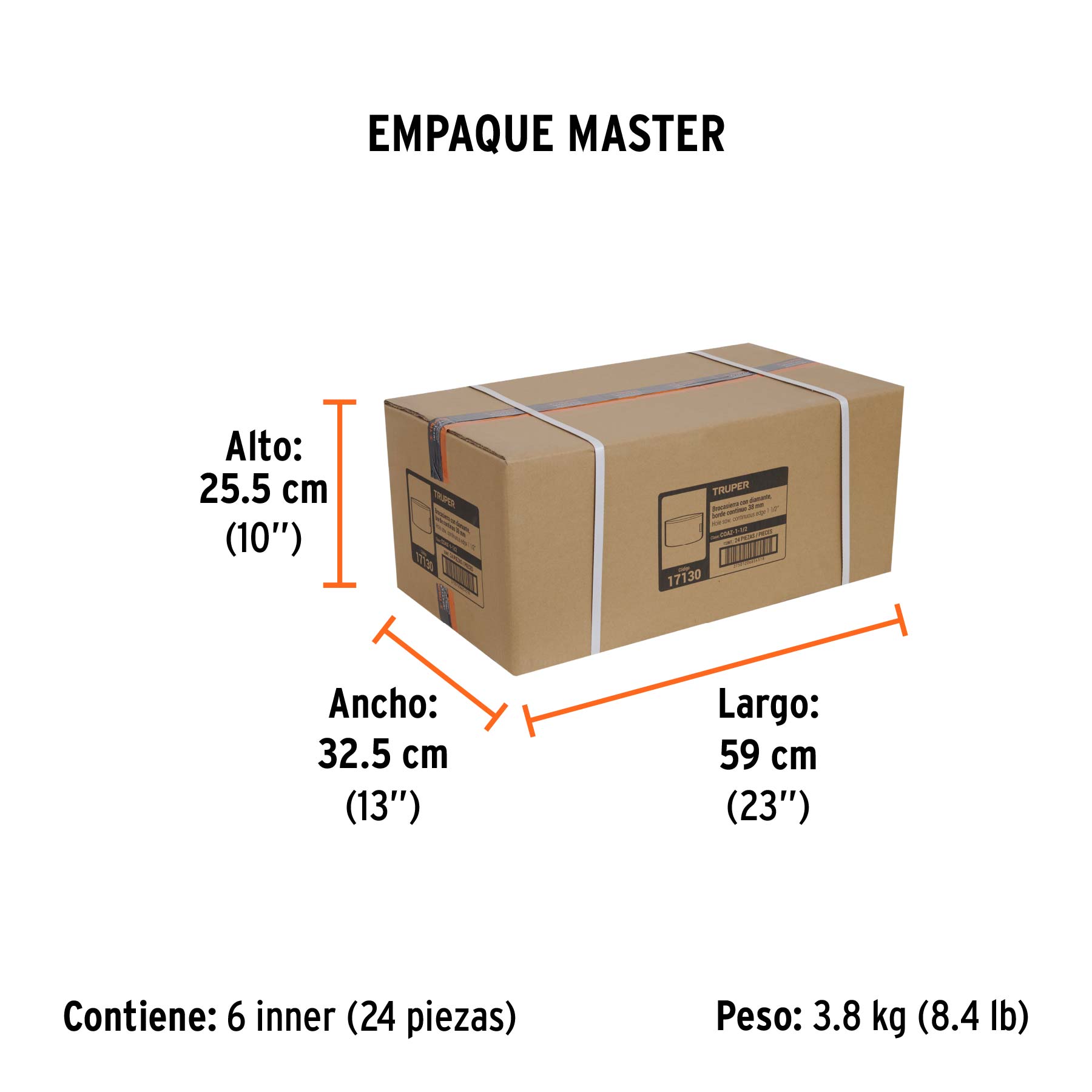 Brocasierra diamante 1-1/2" borde continuo, TRUPER - Empaque