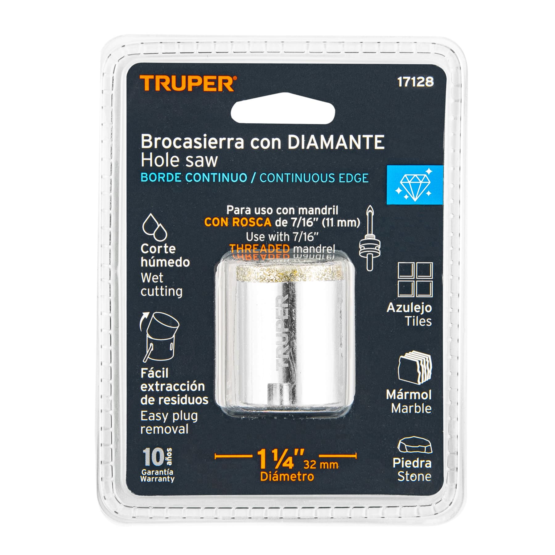 Brocasierra diamante 1-1/4" borde continuo, TRUPER