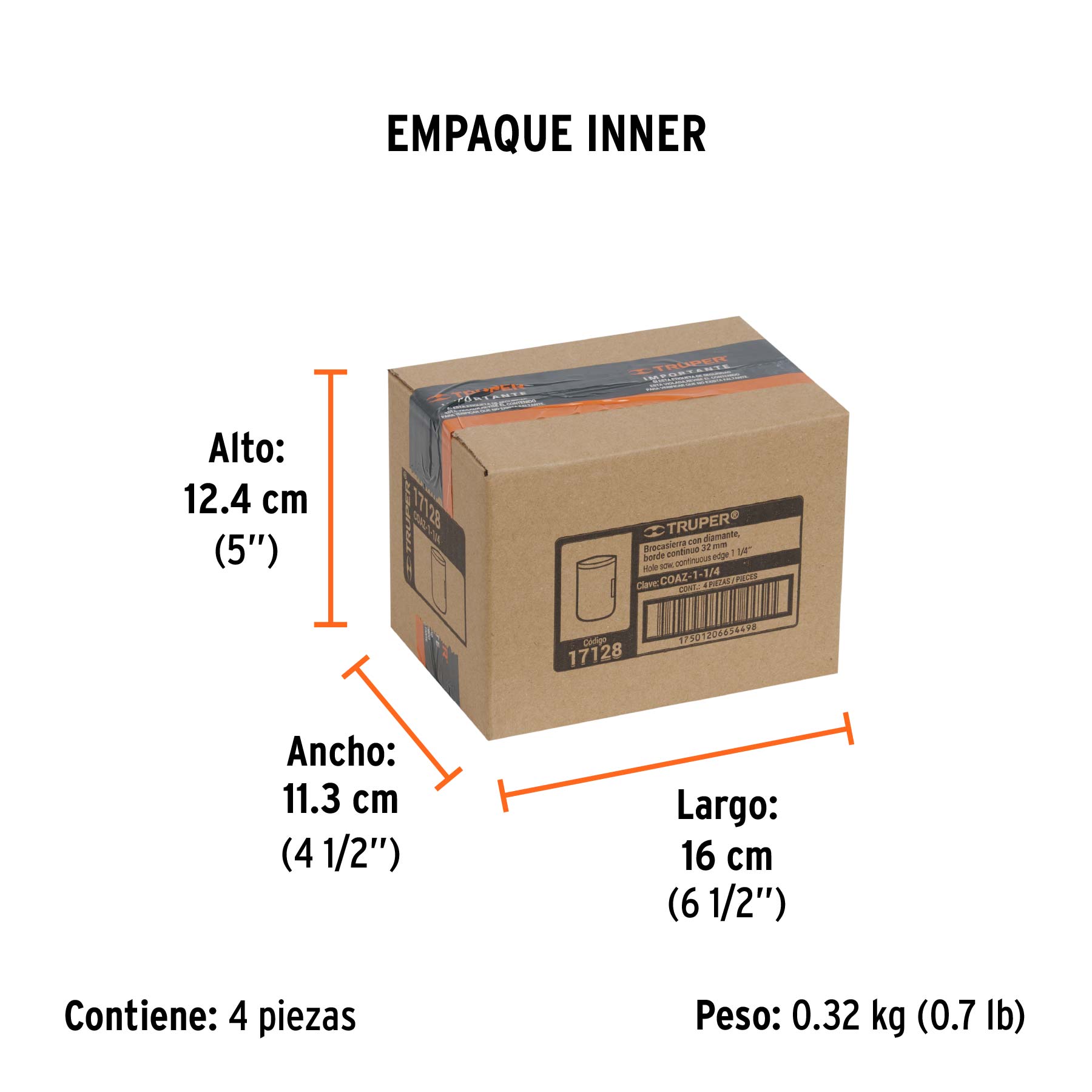Brocasierra diamante 1-1/4" borde continuo, TRUPER - Empaque