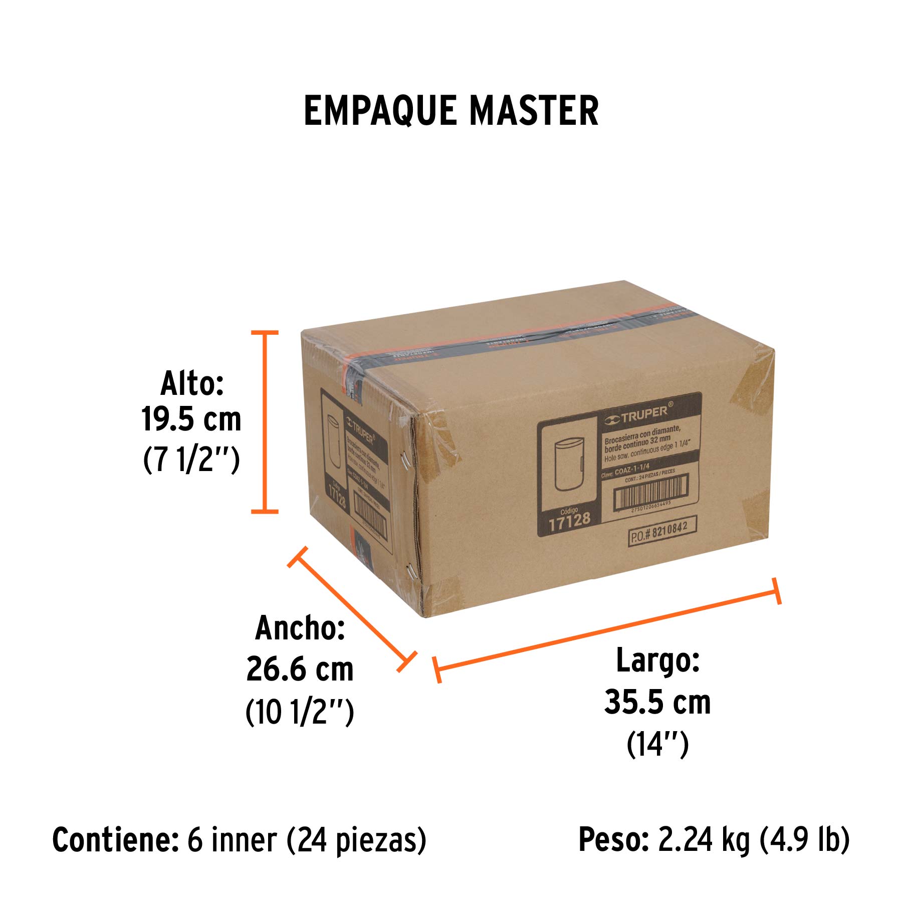 Brocasierra diamante 1-1/4" borde continuo, TRUPER - Empaque