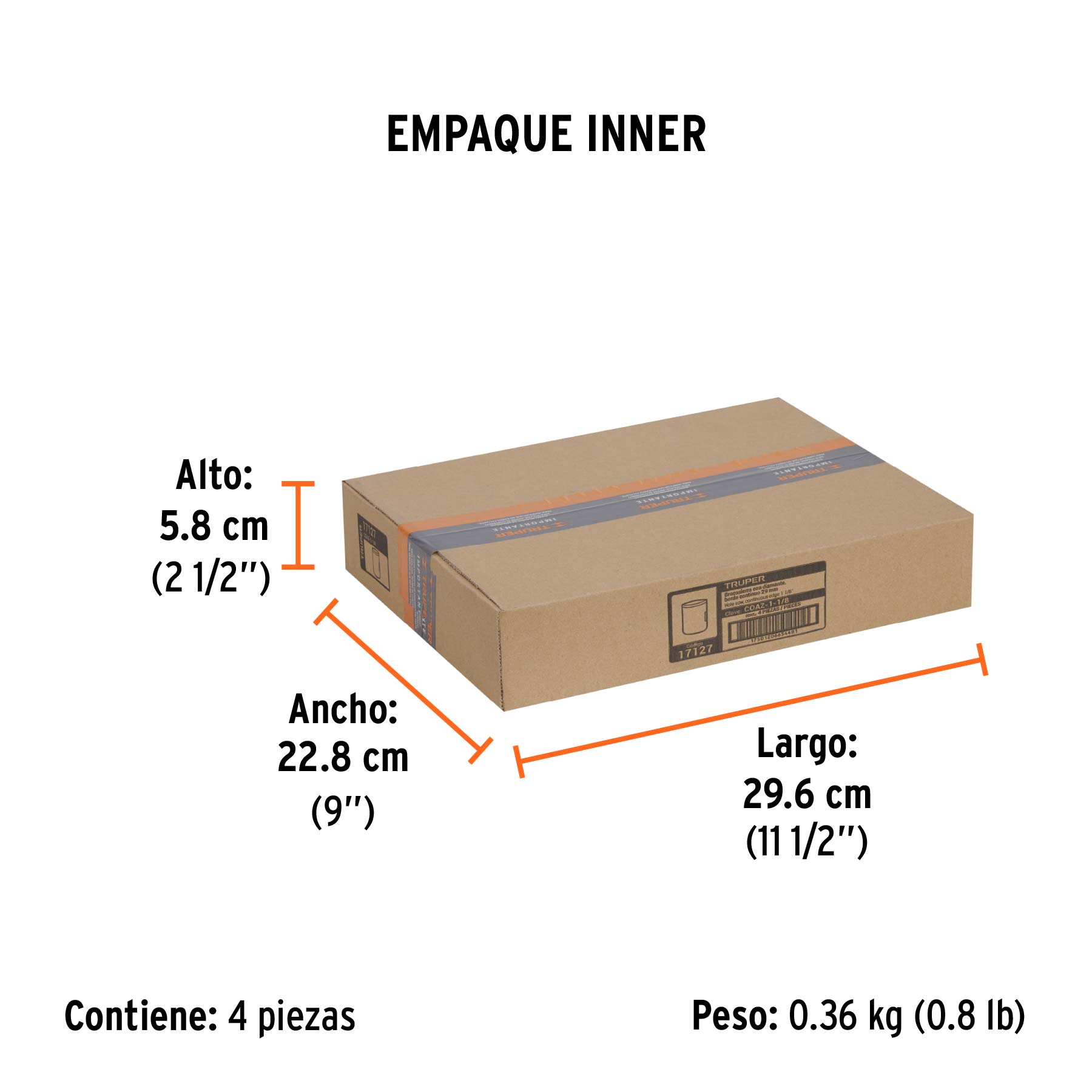 Brocasierra diamante 1-1/8" borde continuo, TRUPER - Empaque