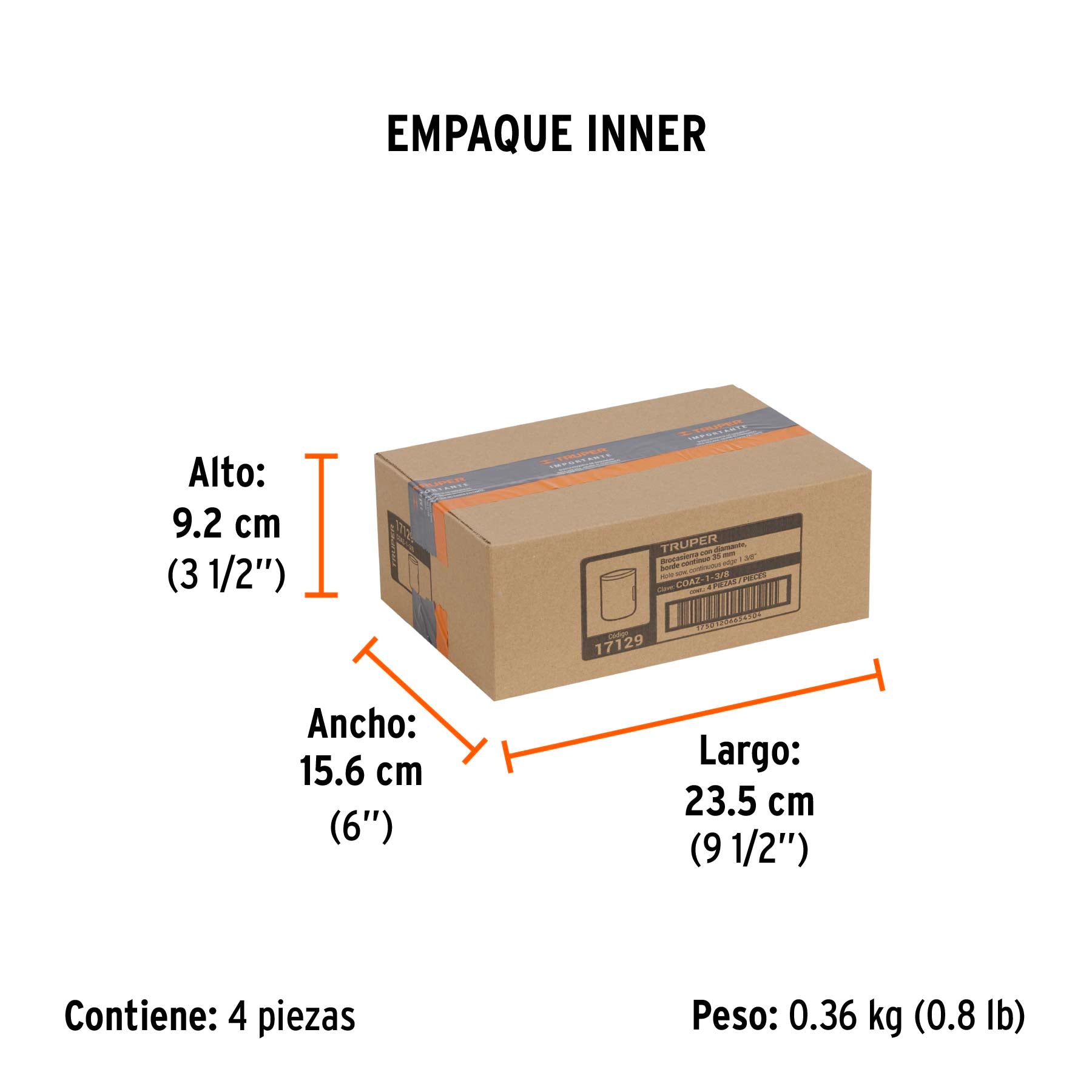Brocasierra diamante 1-3/8" borde continuo, TRUPER - Empaque