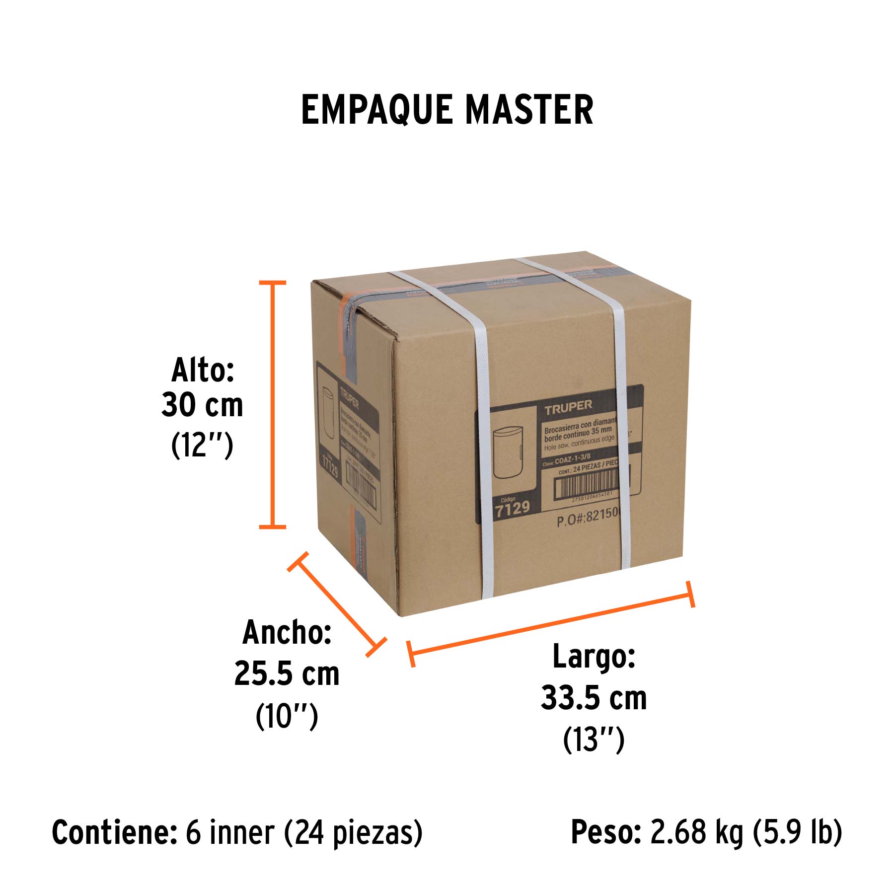 Brocasierra diamante 1-3/8" borde continuo, TRUPER - Empaque