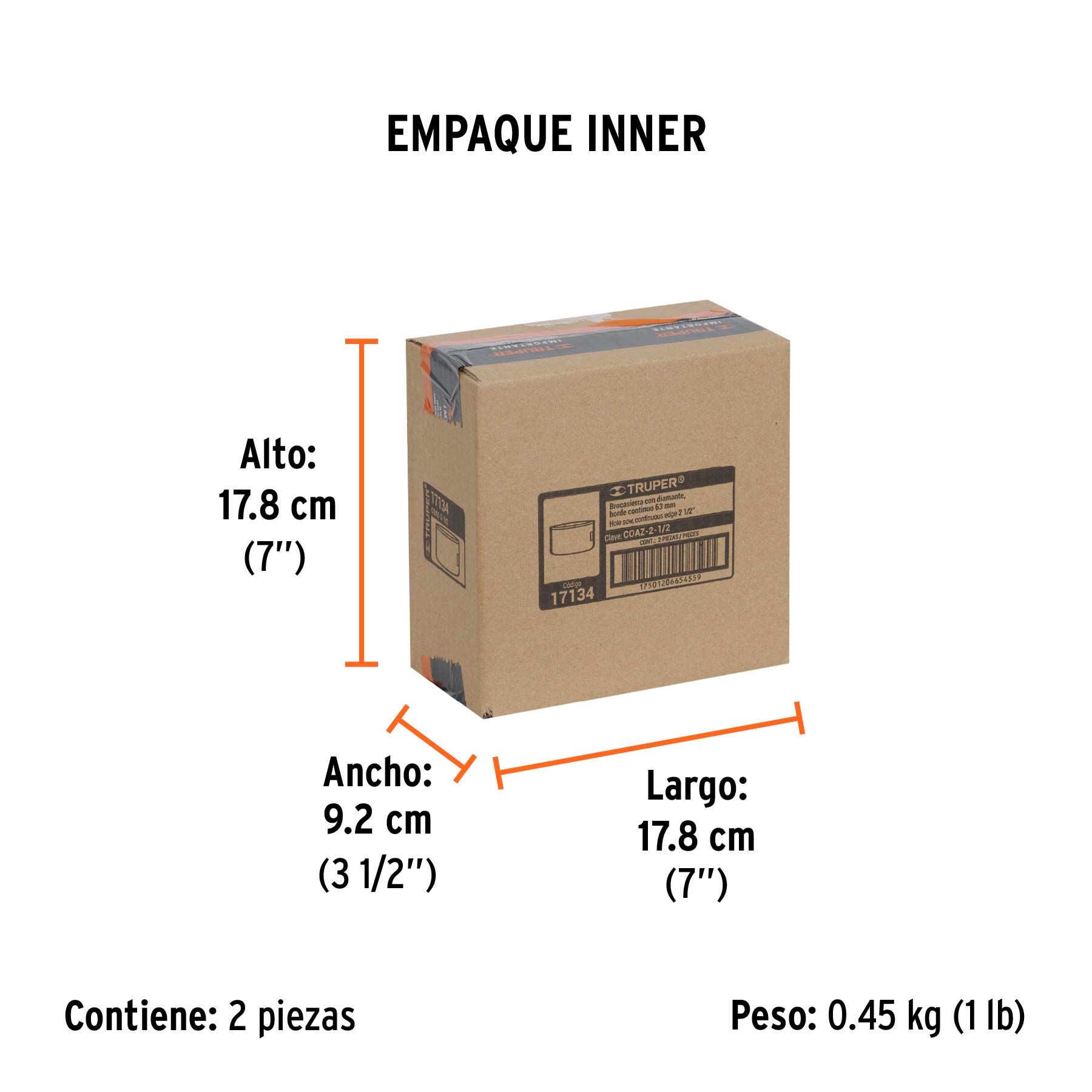 Brocasierra diamante 2-1/2" borde continuo, TRUPER - Empaque