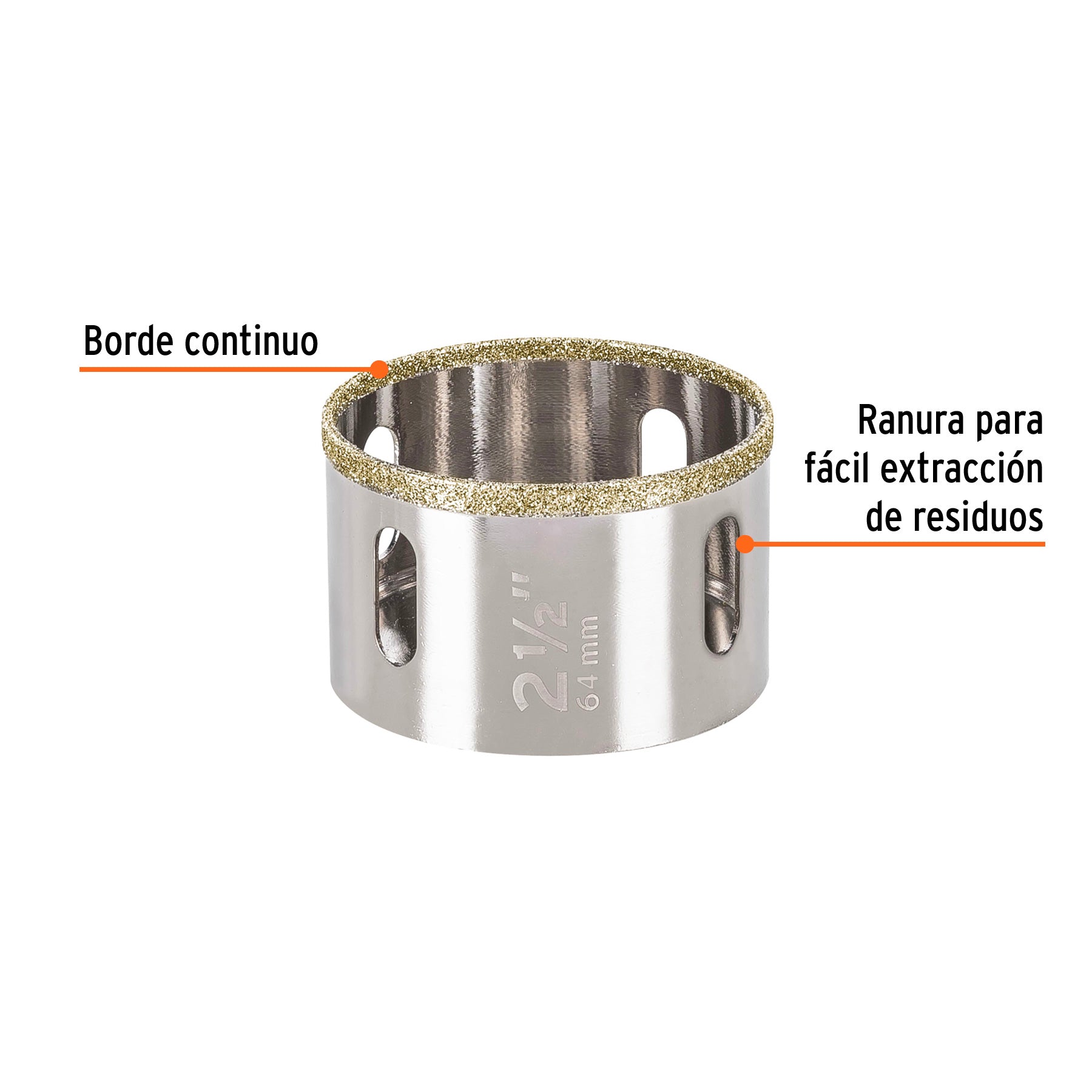Brocasierra diamante 2-1/2" borde continuo, TRUPER