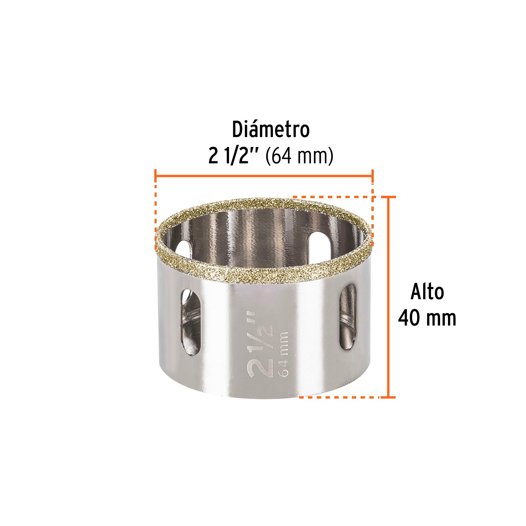 Brocasierra diamante 2-1/2" borde continuo, TRUPER
