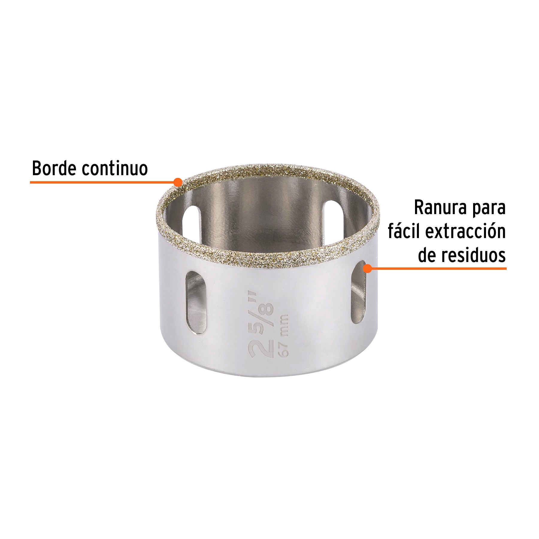 Brocasierra diamante 2-5/8" borde continuo, TRUPER
