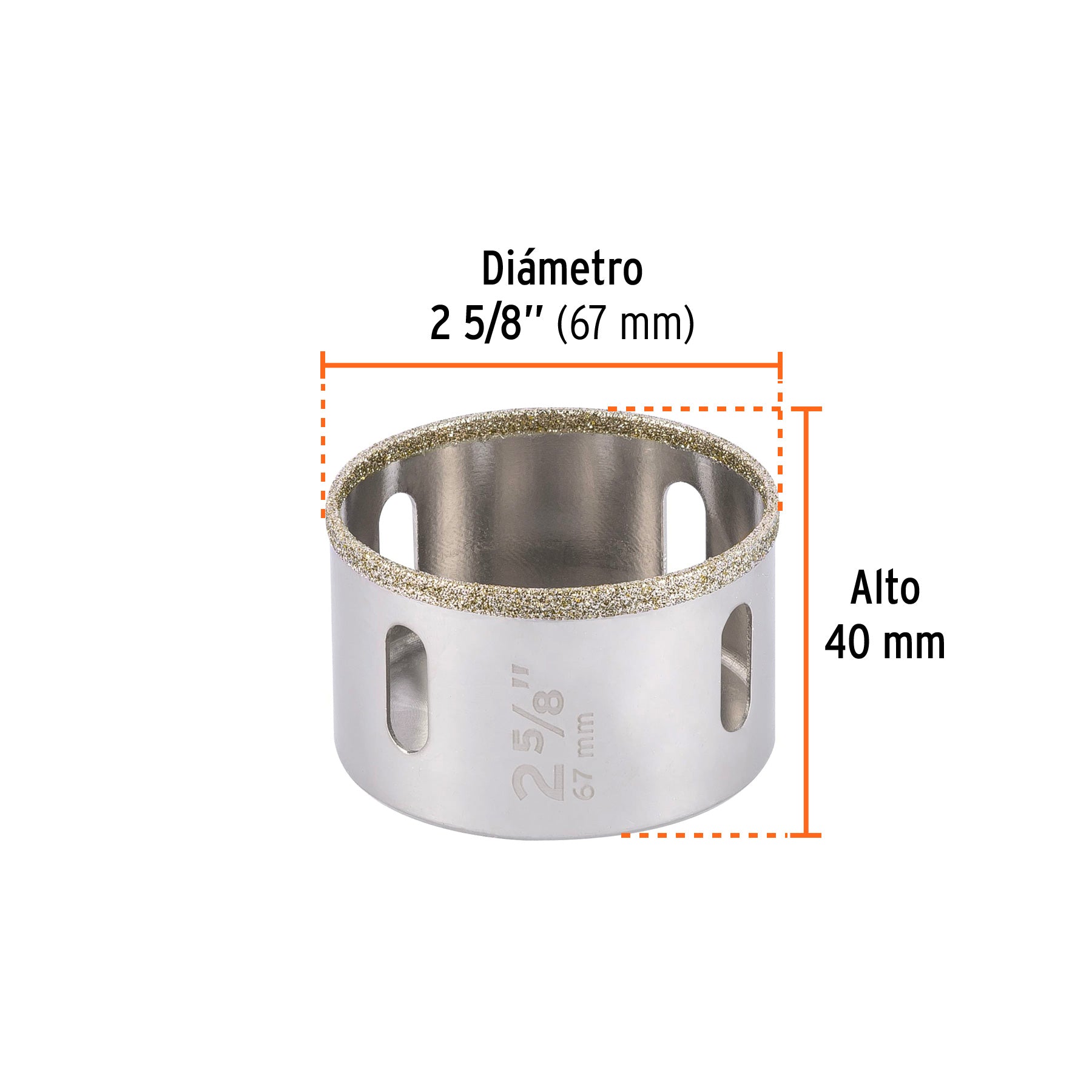 Brocasierra diamante 2-5/8" borde continuo, TRUPER