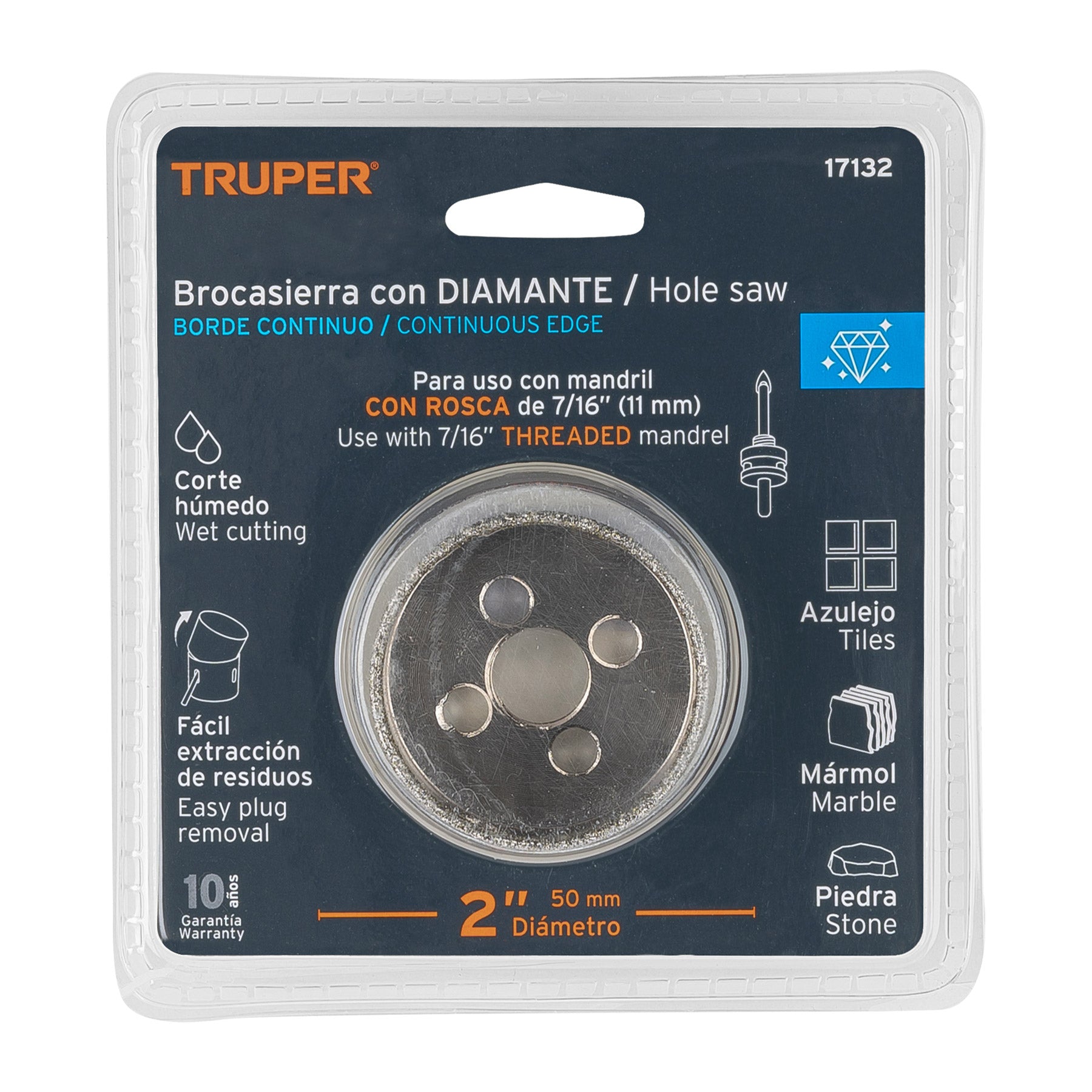 Brocasierra diamante 2" borde continuo, TRUPER