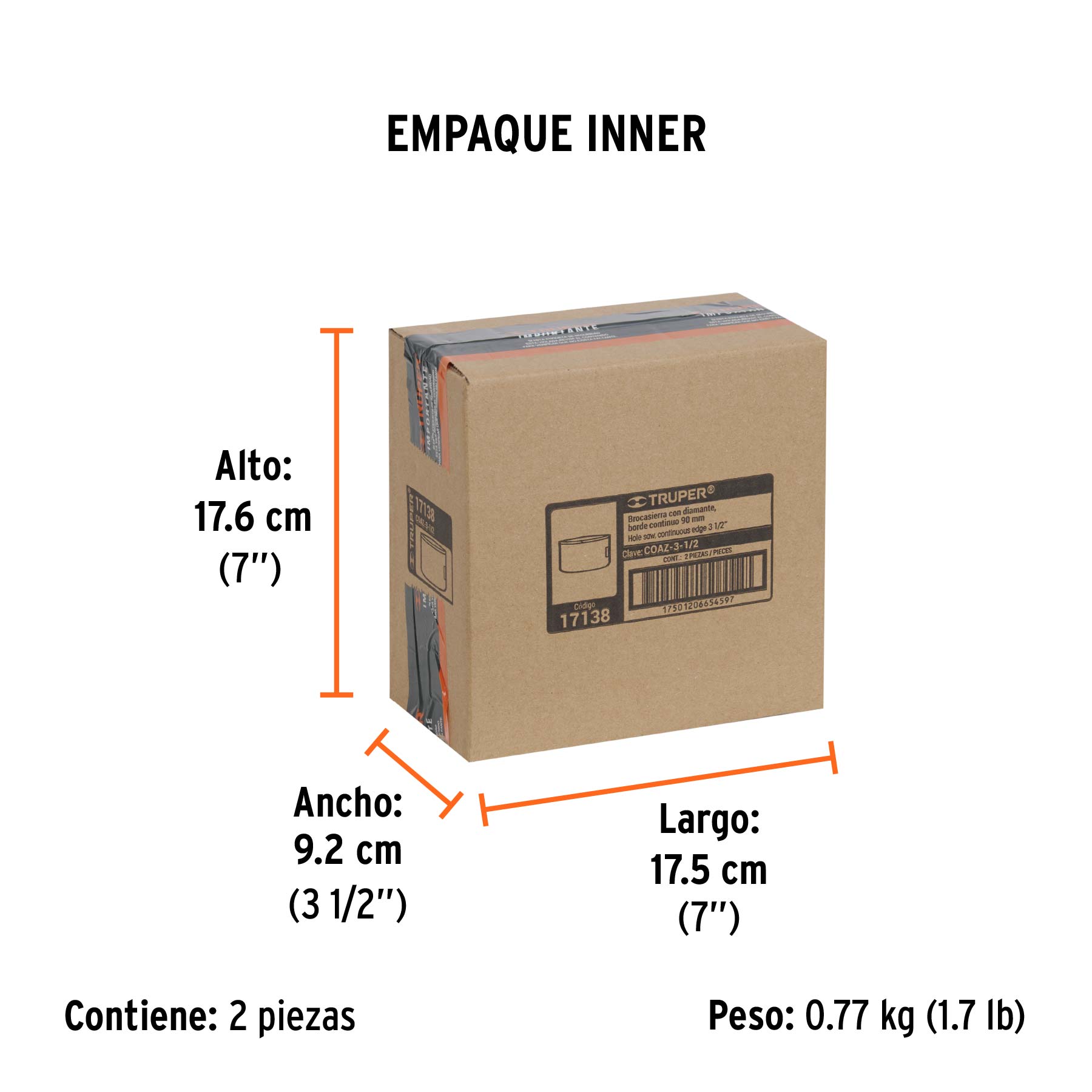 Brocasierra diamante 3-1/2" borde continuo, TRUPER - Empaque