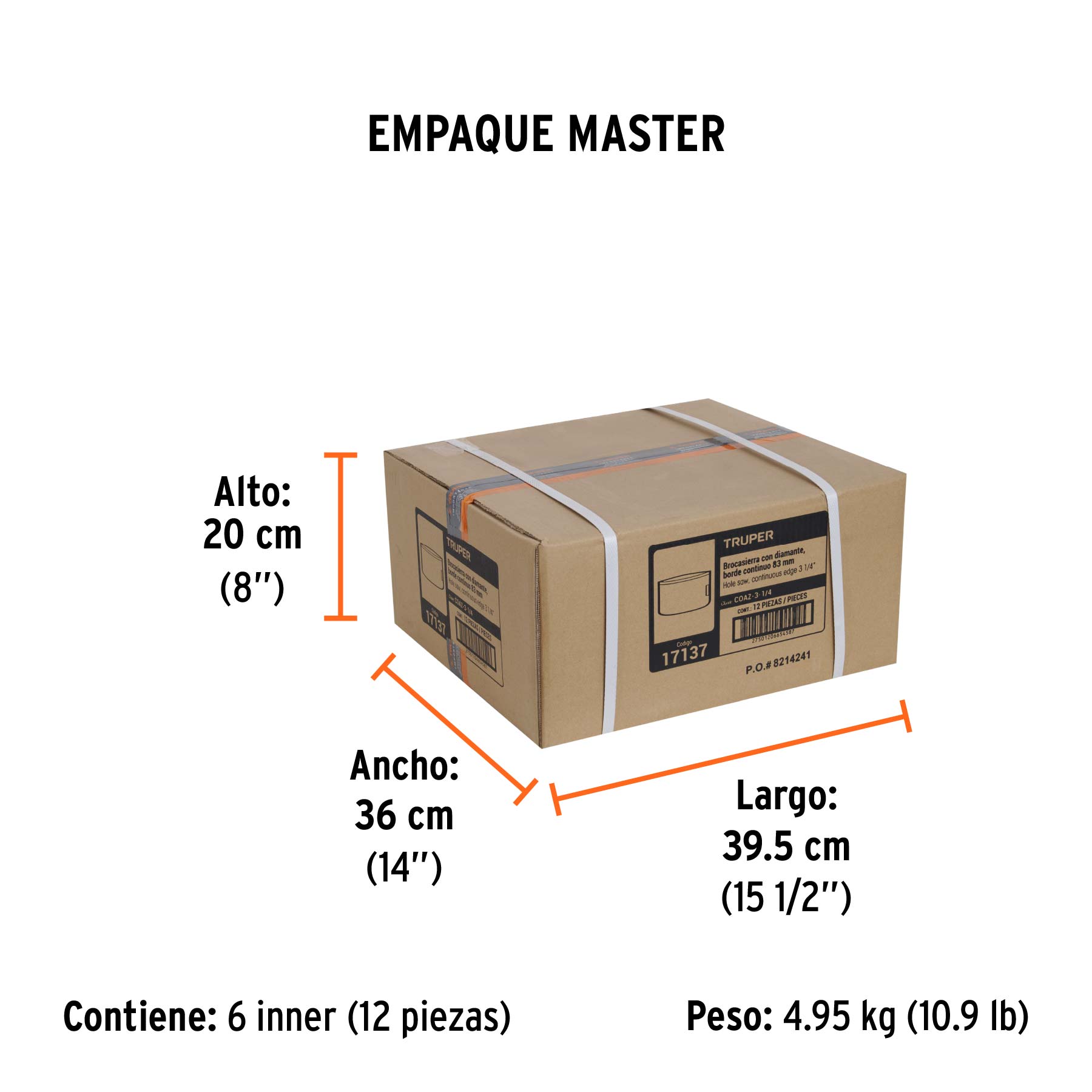 Brocasierra diamante 3-1/4" borde continuo, TRUPER - Empaque