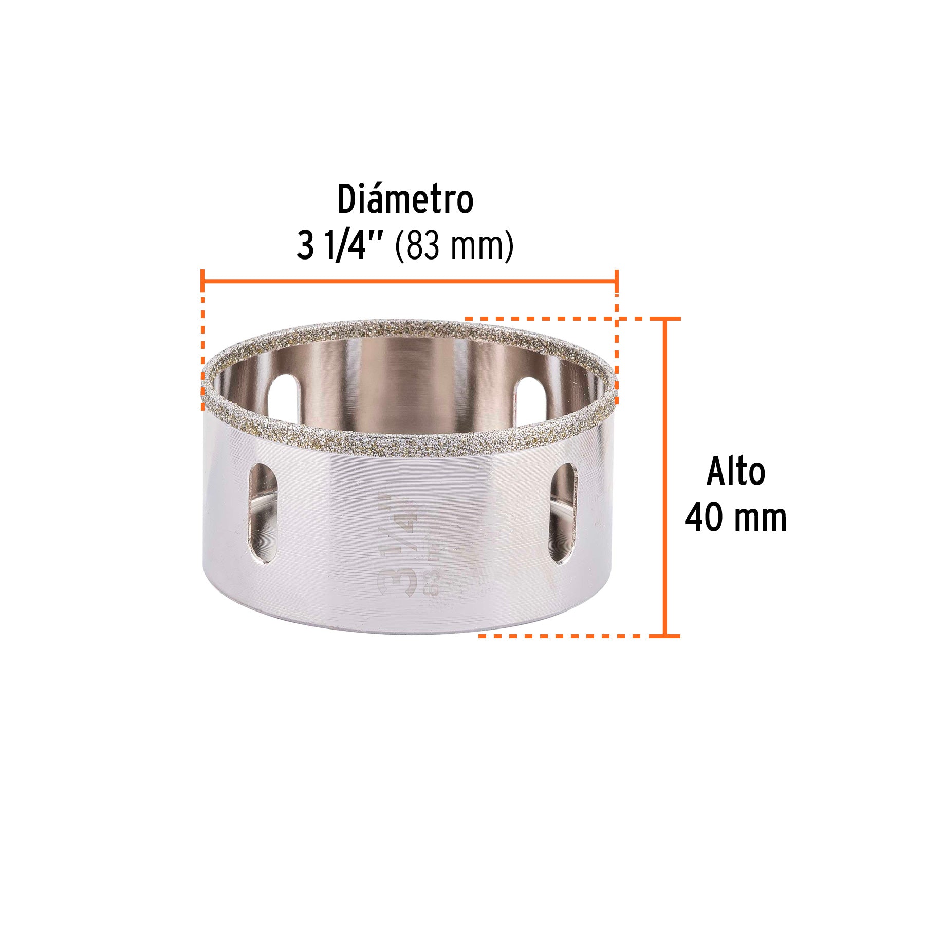 Brocasierra diamante 3-1/4" borde continuo, TRUPER