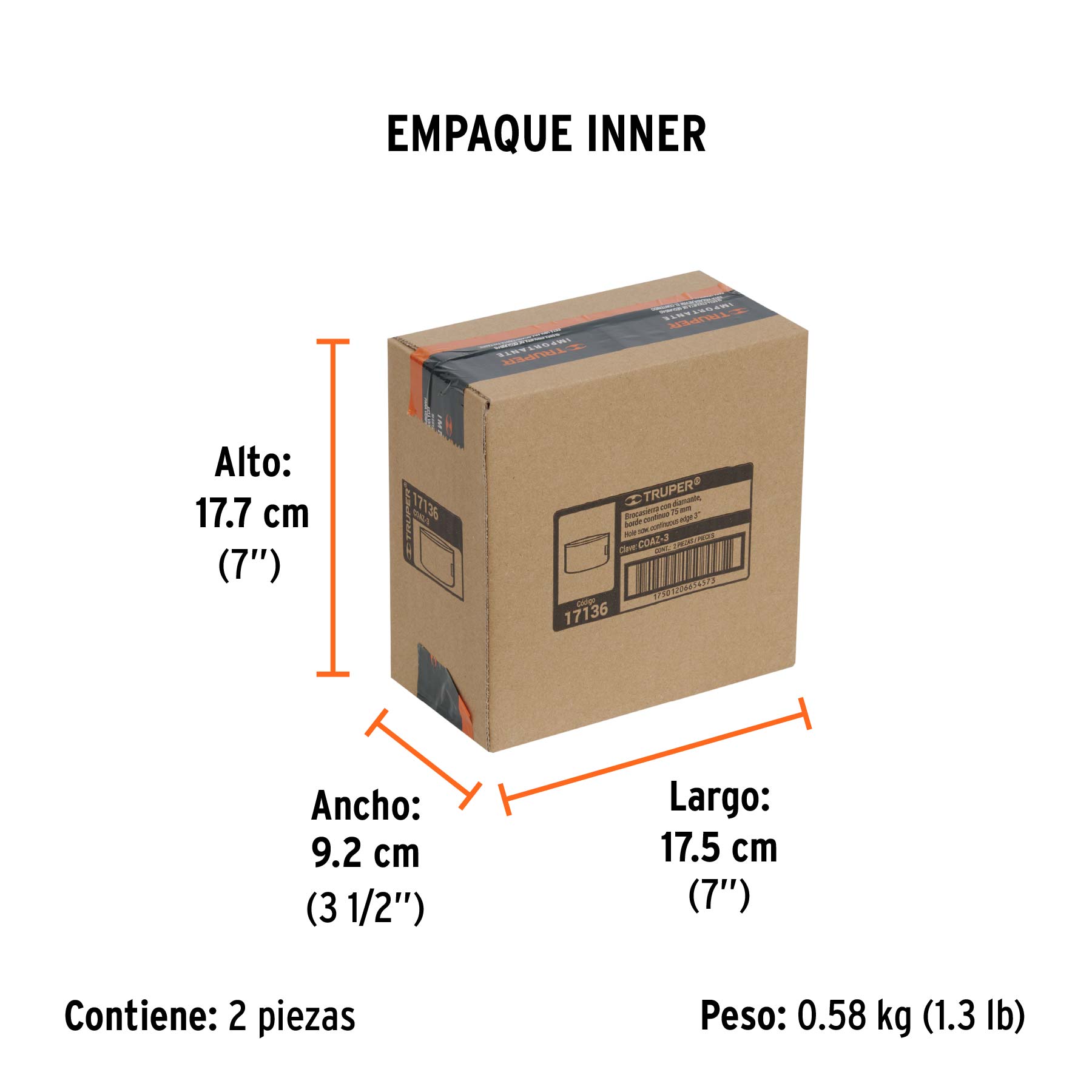 Brocasierra diamante 3" borde continuo, TRUPER - Empaque