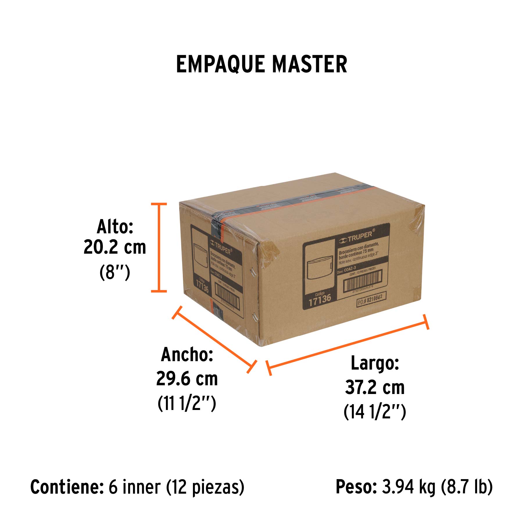 Brocasierra diamante 3" borde continuo, TRUPER - Empaque