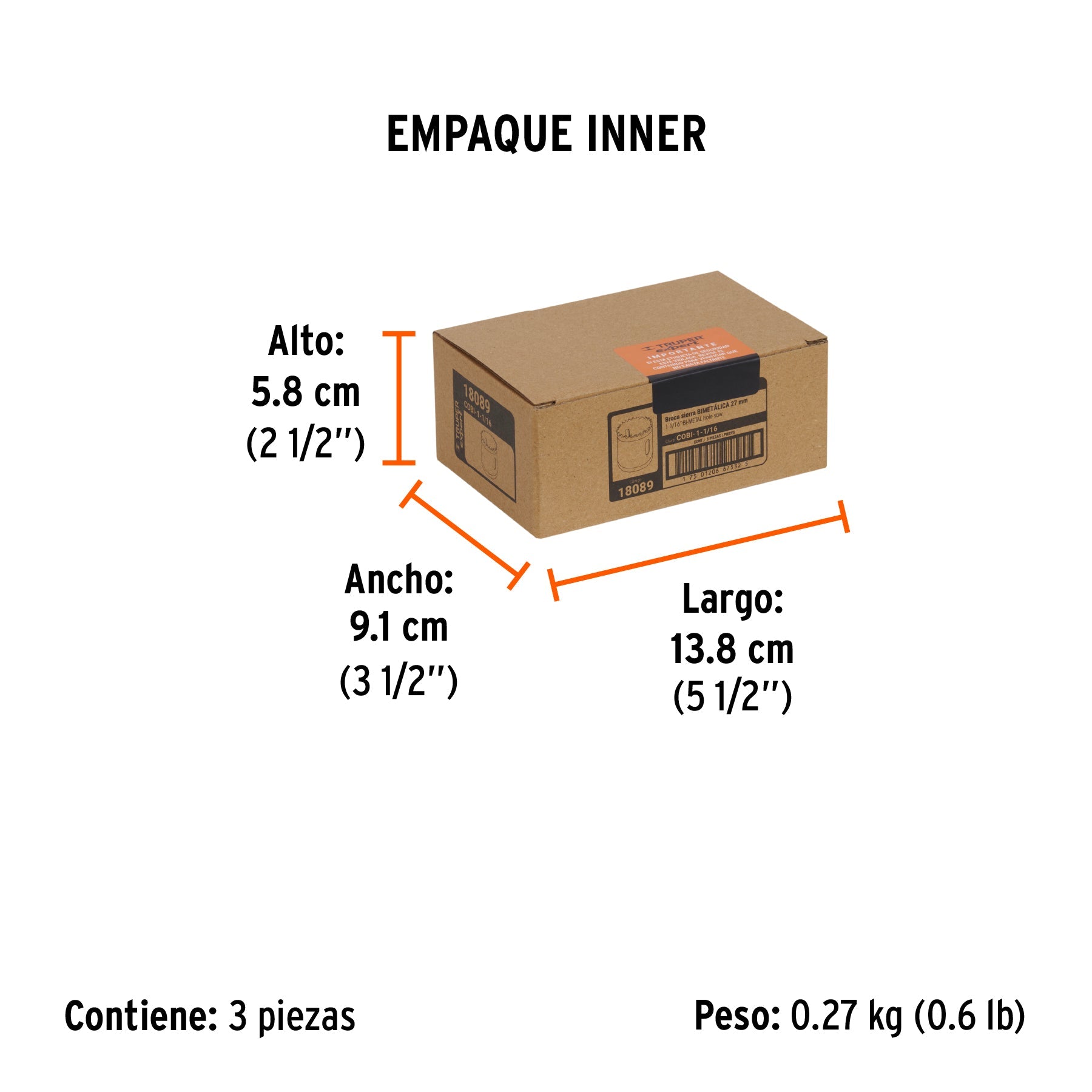 Brocasierra bimetálica 1-1/16", TRUPER EXPERT - Empaque