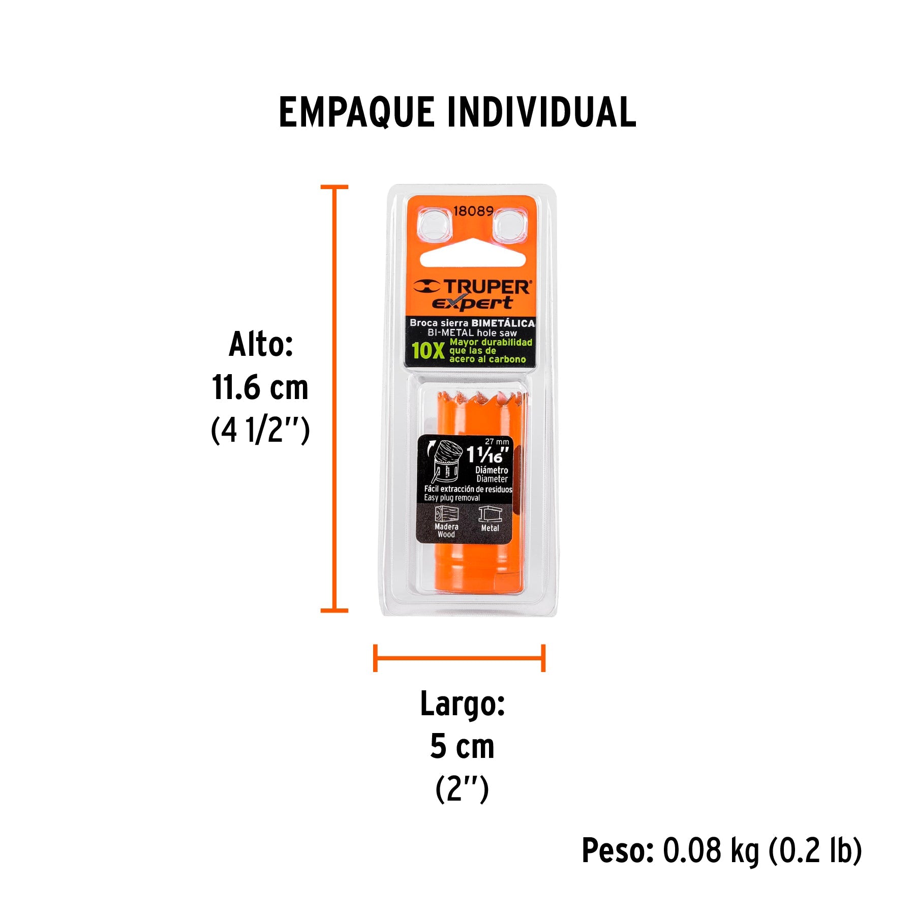 Brocasierra bimetálica 1-1/16", TRUPER EXPERT - Empaque