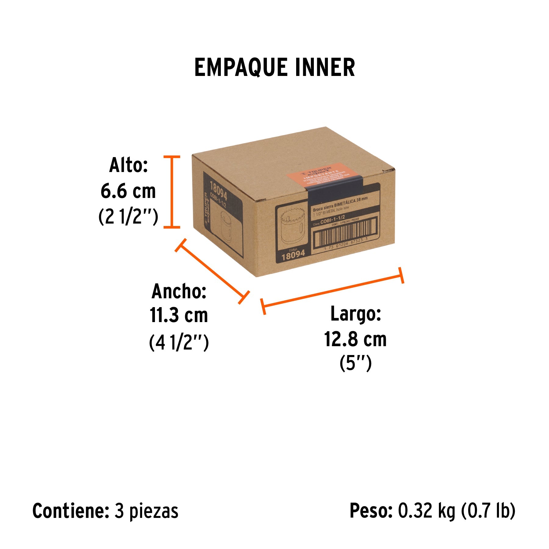 Brocasierra bimetálica 1-1/2", TRUPER EXPERT - Empaque