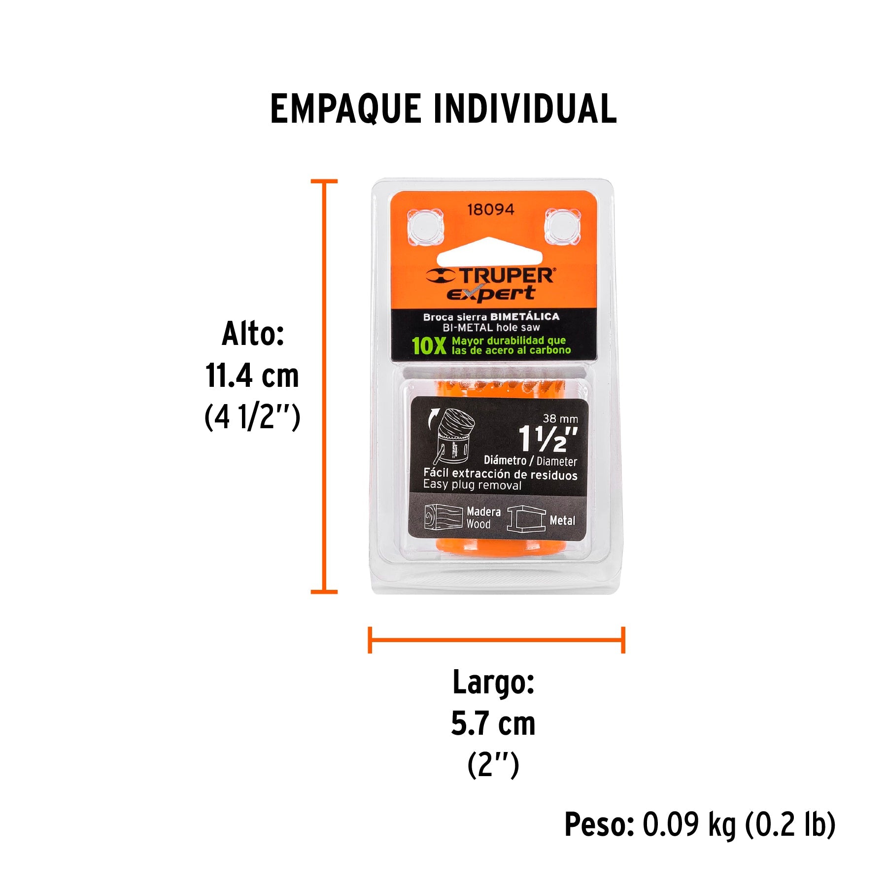 Brocasierra bimetálica 1-1/2", TRUPER EXPERT - Empaque