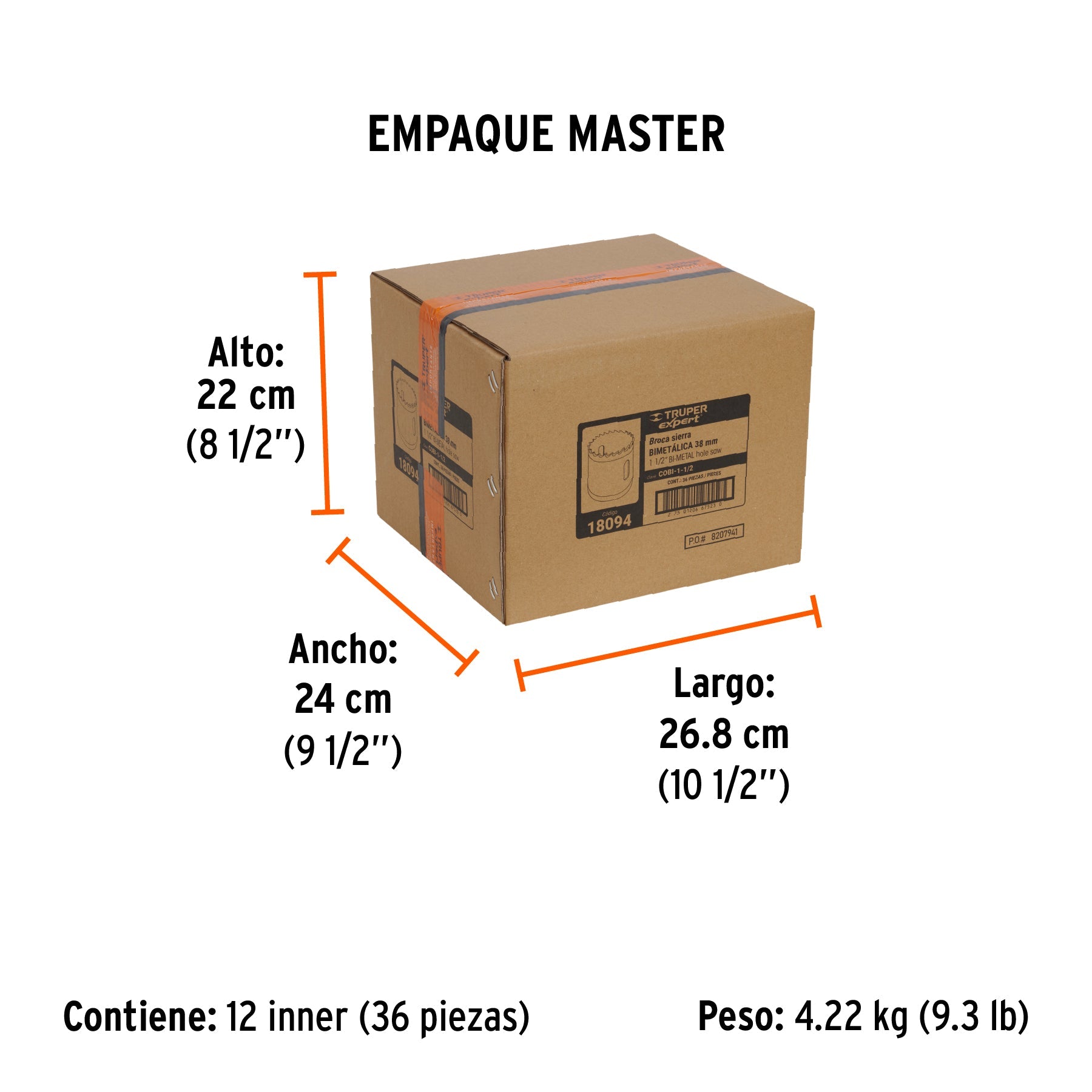 Brocasierra bimetálica 1-1/2", TRUPER EXPERT - Empaque