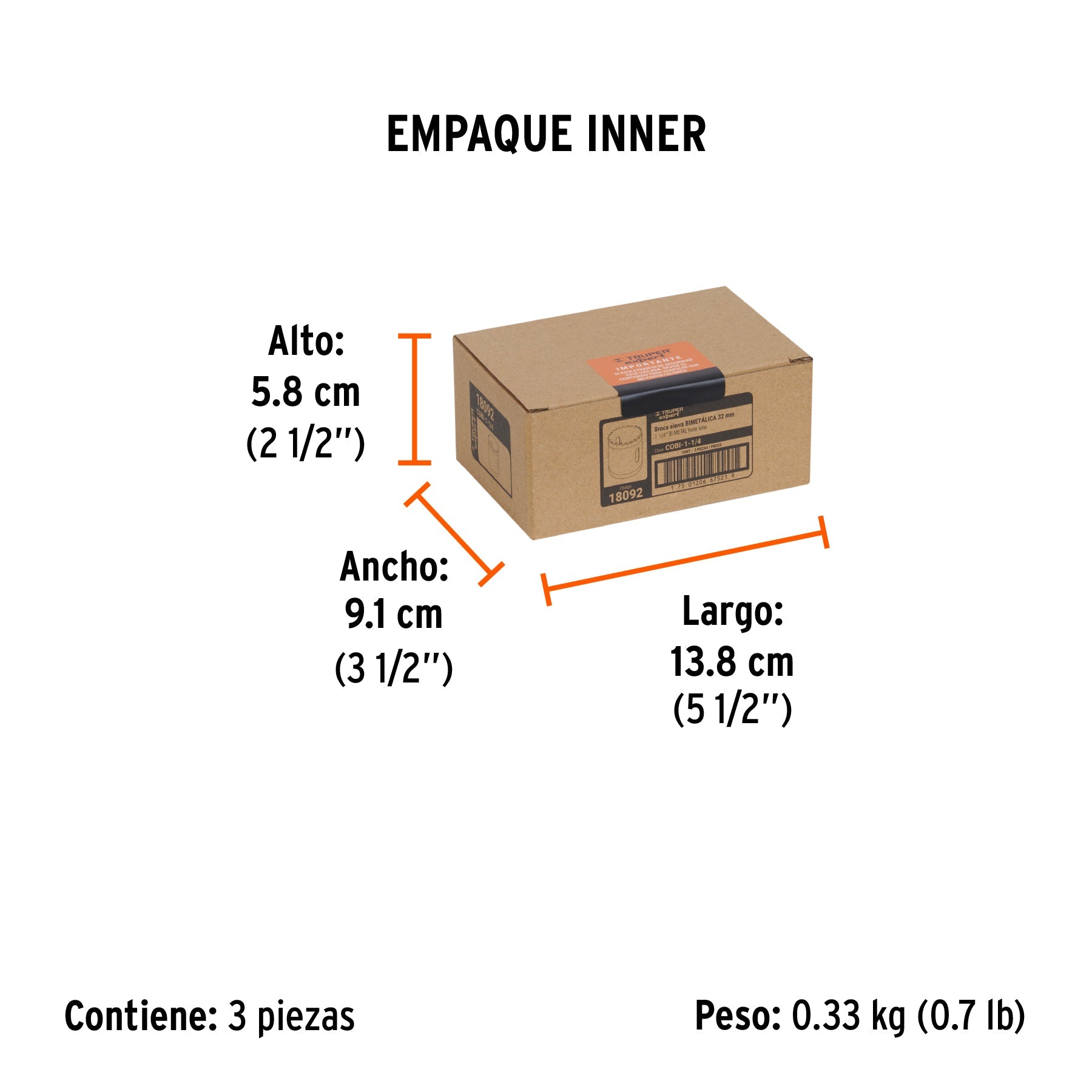 Brocasierra bimetálica 1-1/4", TRUPER EXPERT - Empaque