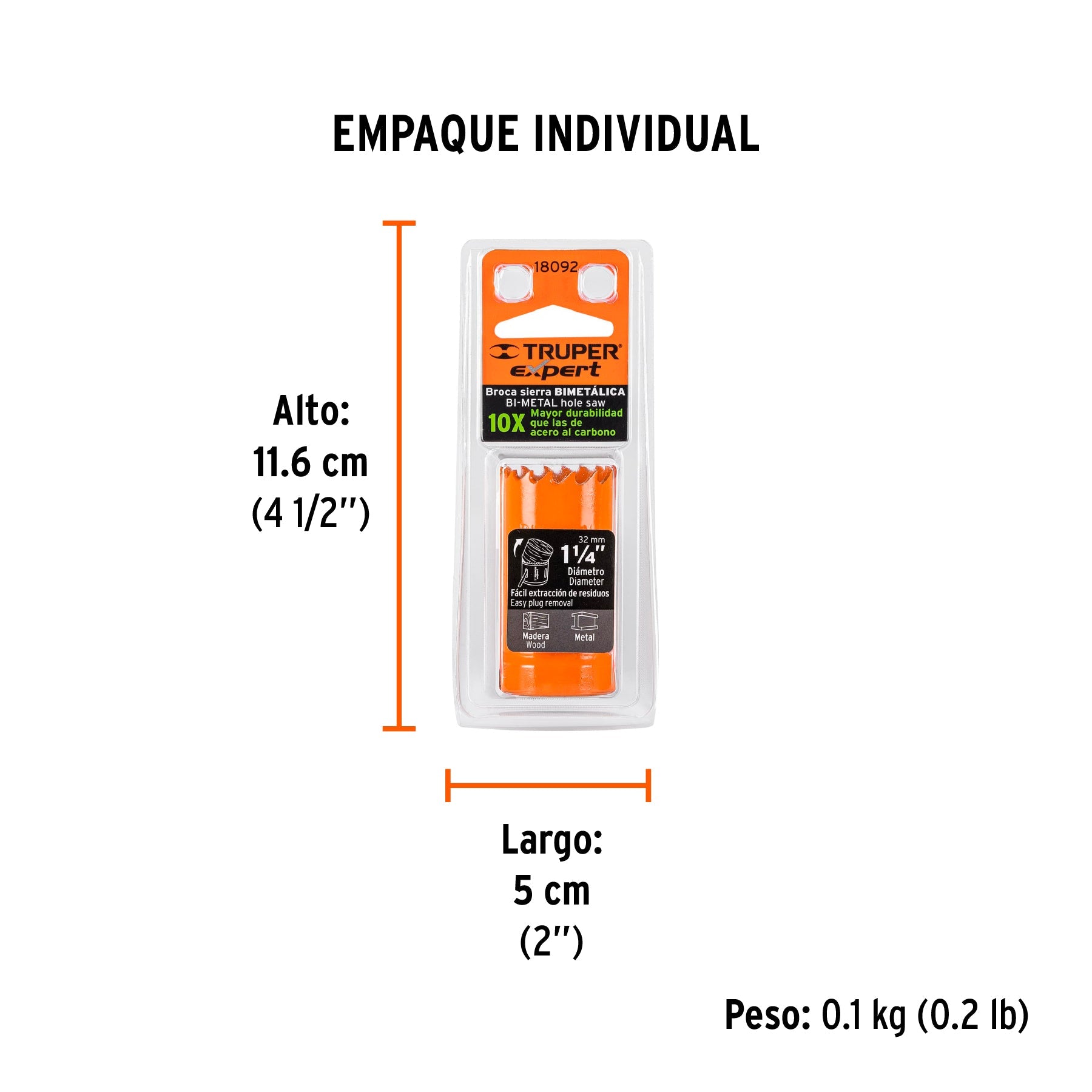Brocasierra bimetálica 1-1/4", TRUPER EXPERT - Empaque