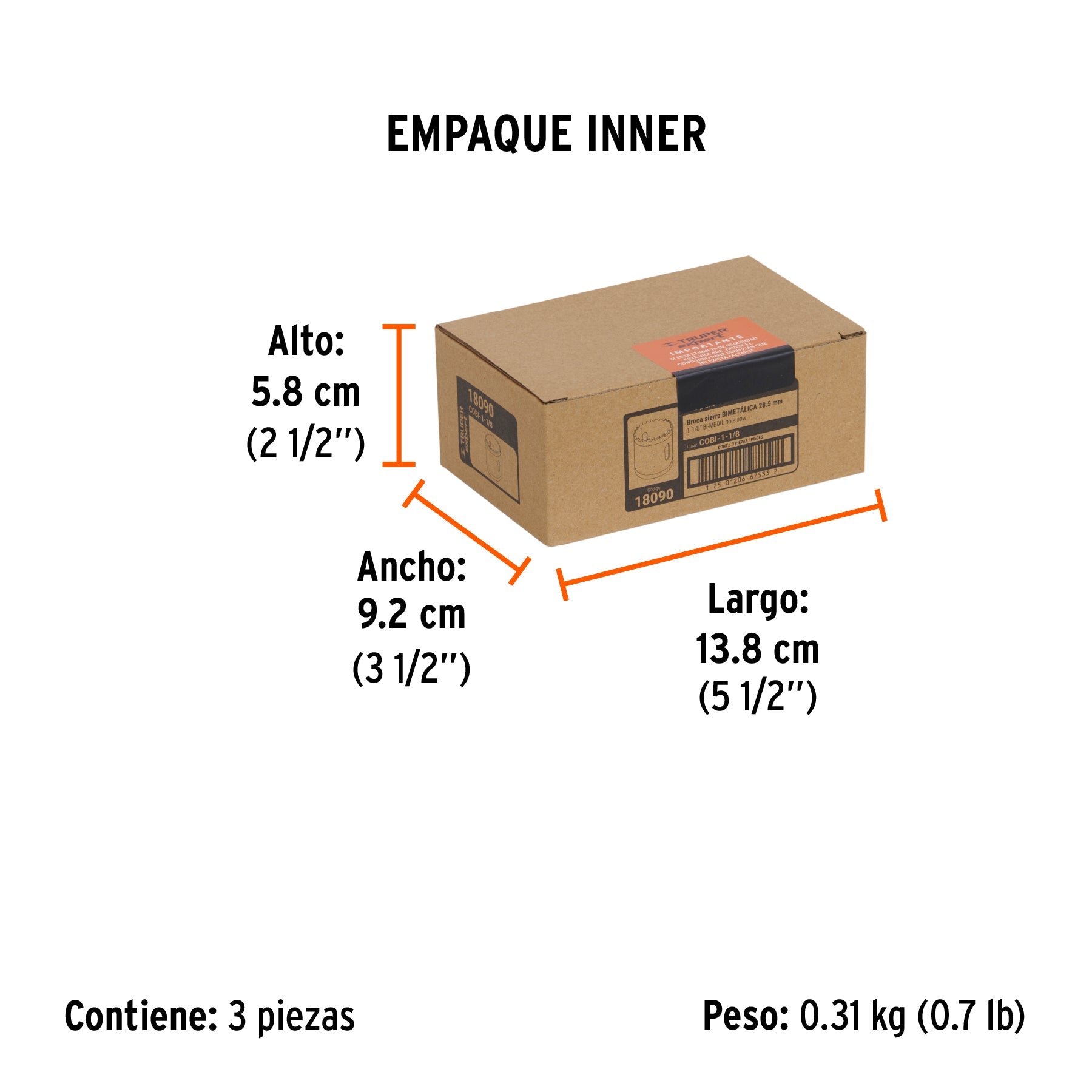 Brocasierra bimetálica 1-1/8", TRUPER EXPERT - Empaque