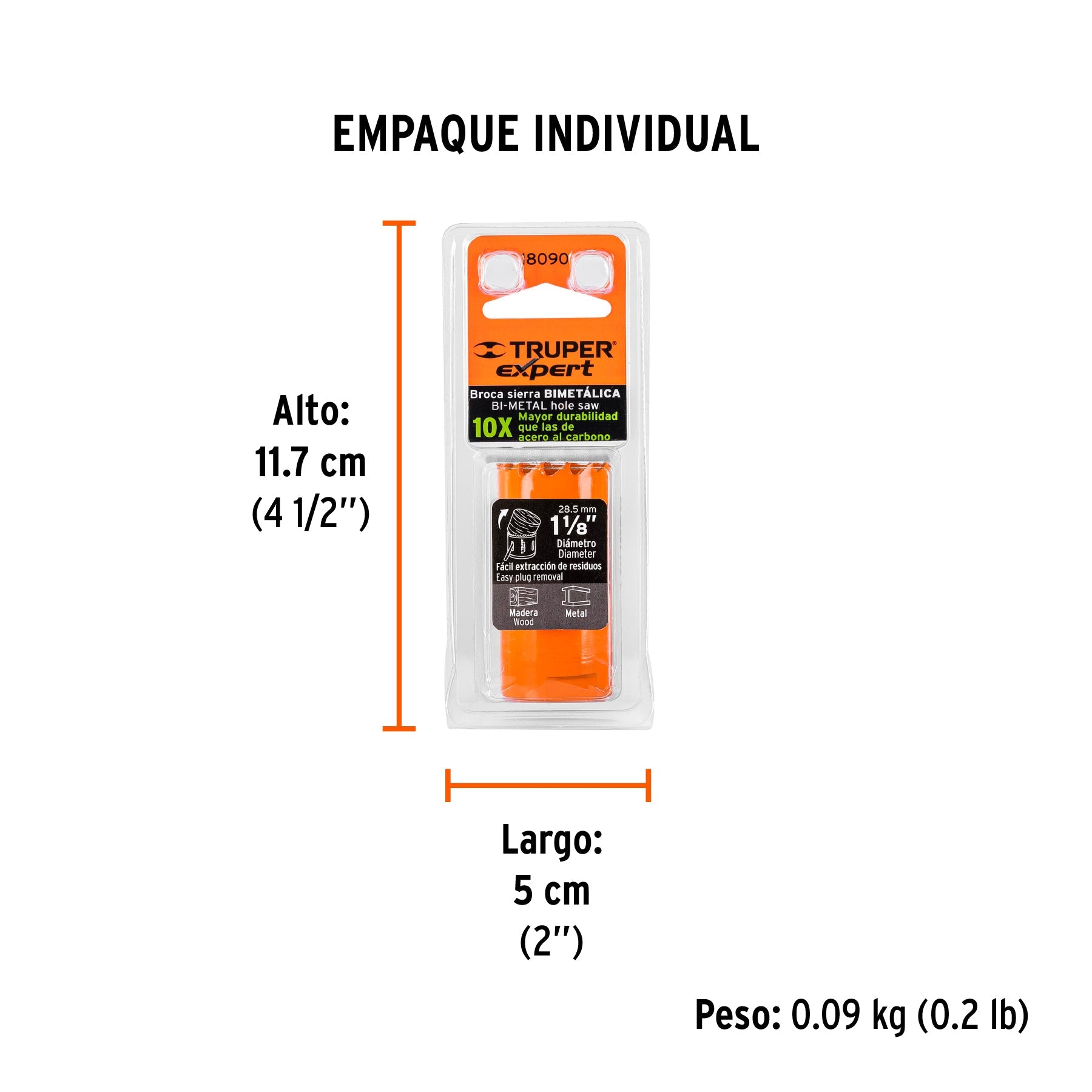 Brocasierra bimetálica 1-1/8", TRUPER EXPERT - Empaque