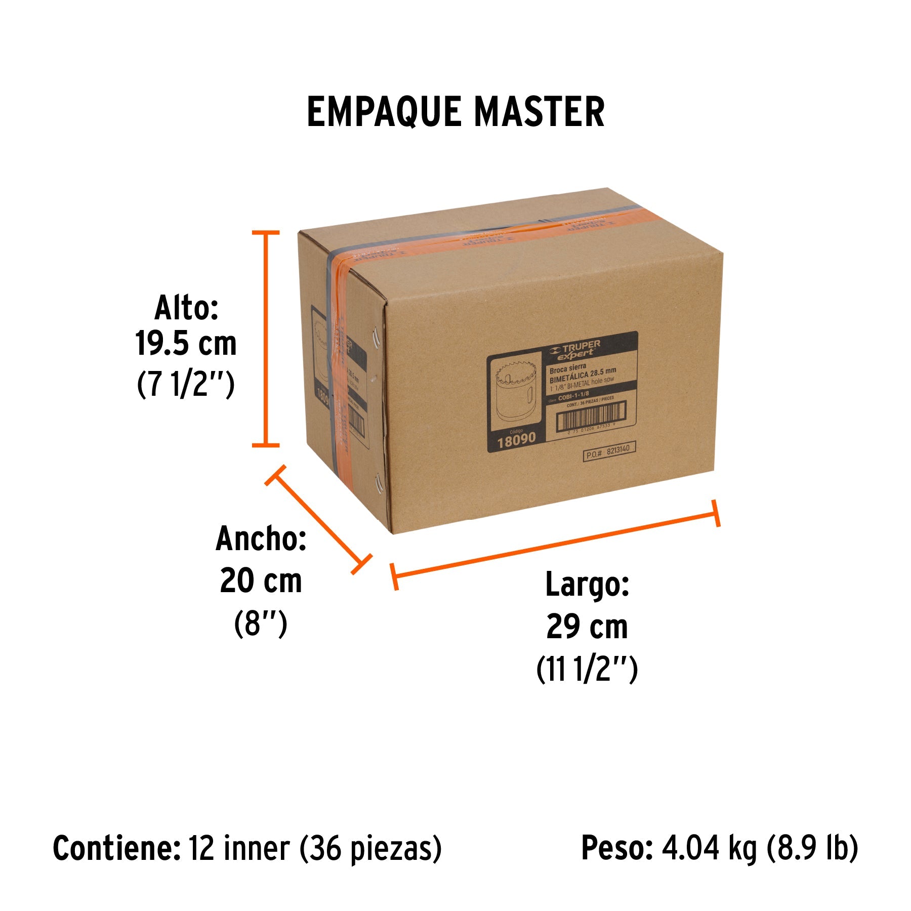 Brocasierra bimetálica 1-1/8", TRUPER EXPERT - Empaque