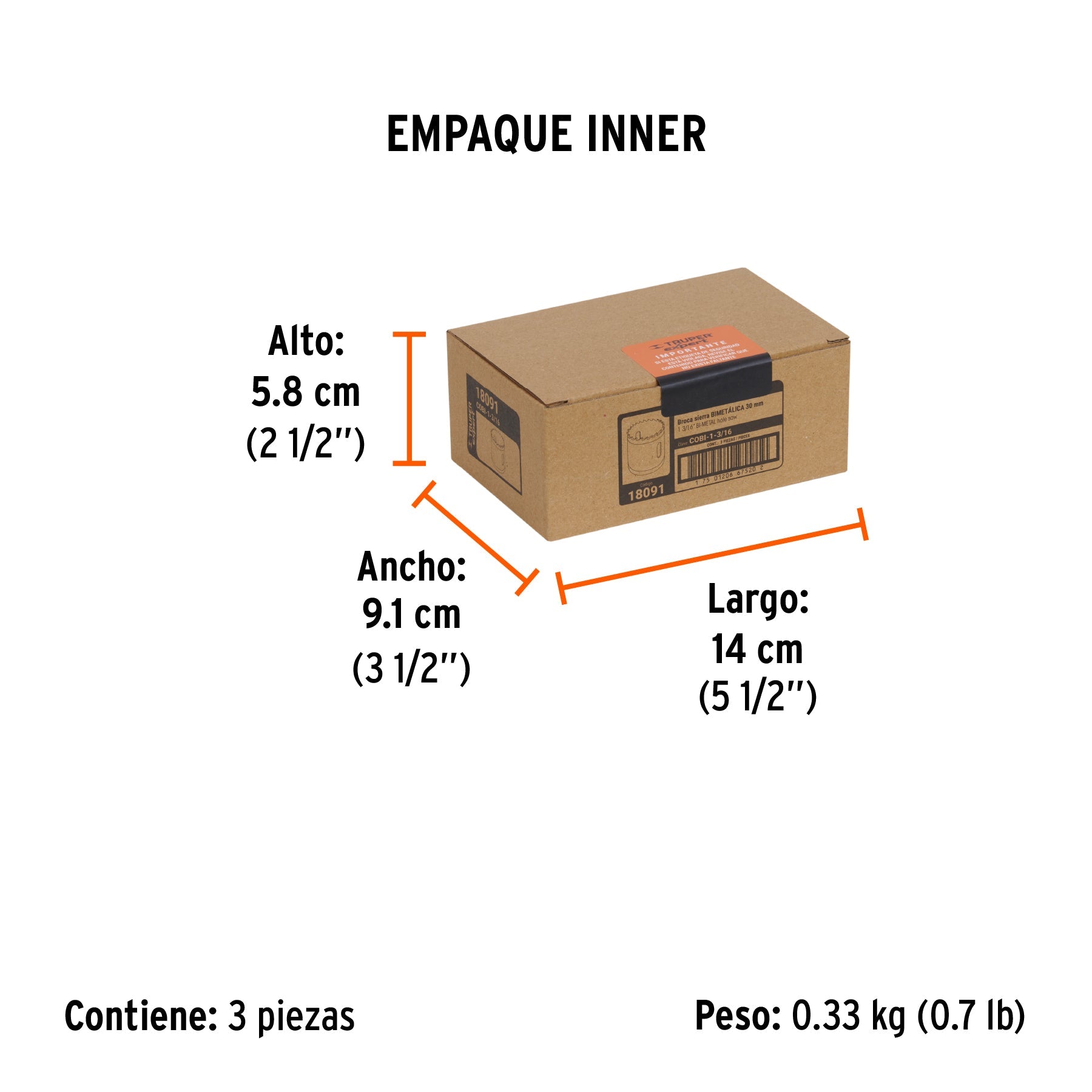 Brocasierra bimetálica 1-3/16", TRUPER EXPERT - Empaque