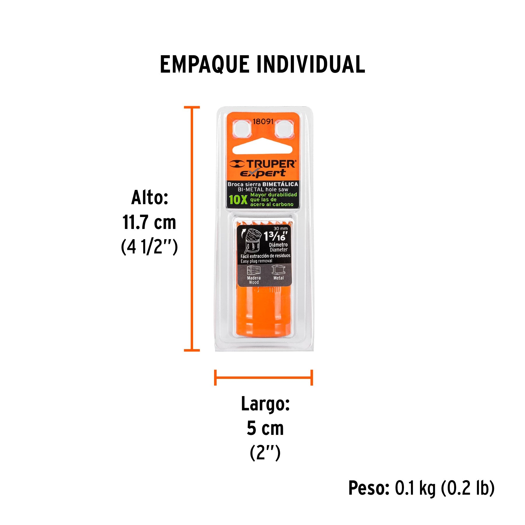 Brocasierra bimetálica 1-3/16", TRUPER EXPERT - Empaque