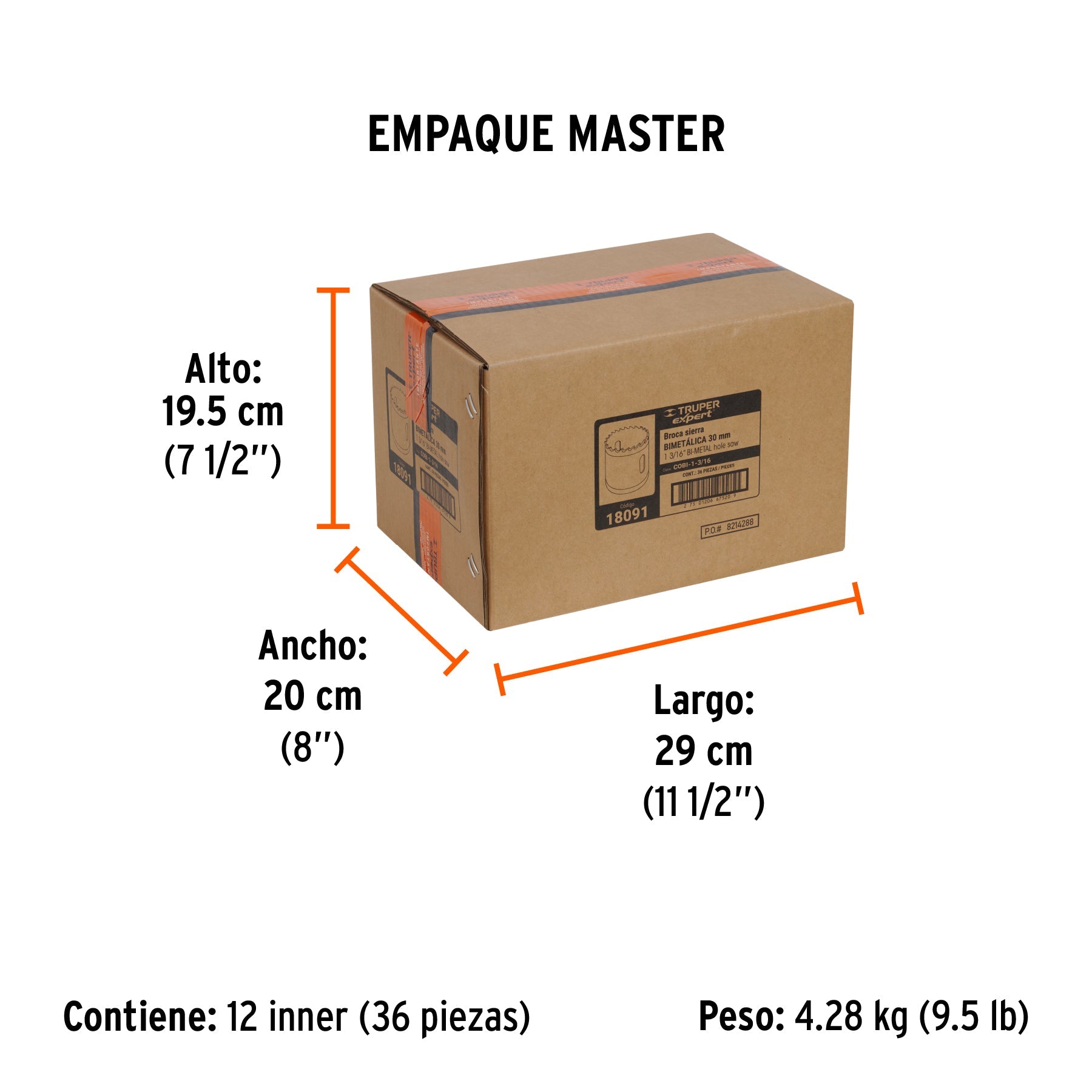 Brocasierra bimetálica 1-3/16", TRUPER EXPERT - Empaque