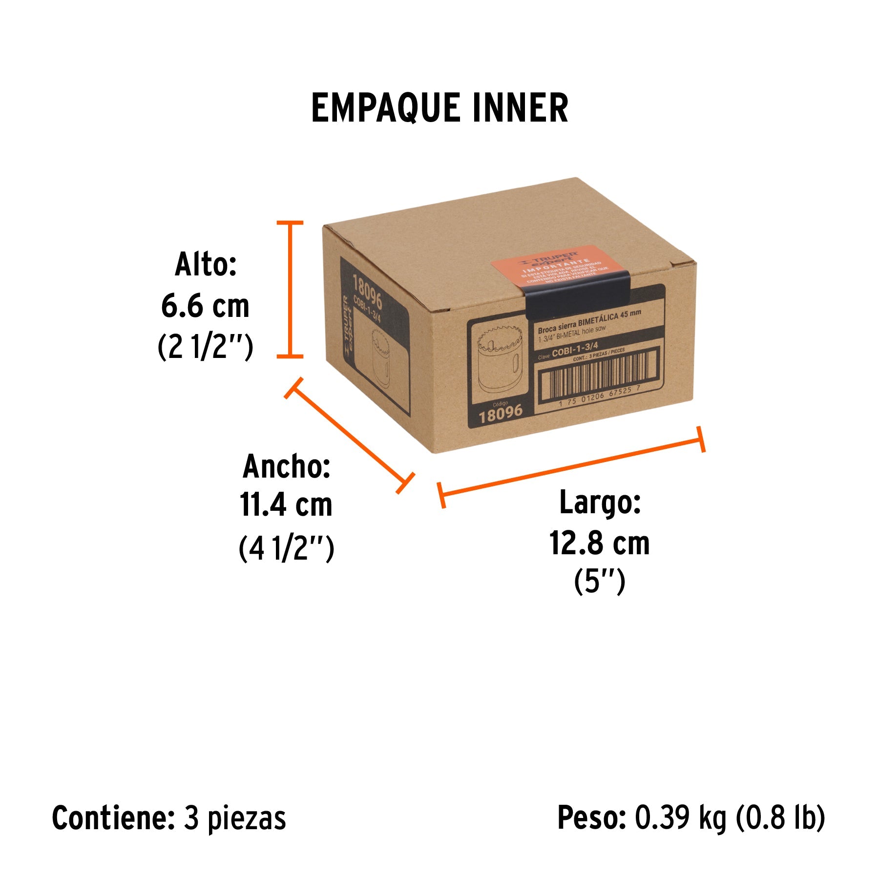 Brocasierra bimetálica 1-3/4", TRUPER EXPERT - Empaque