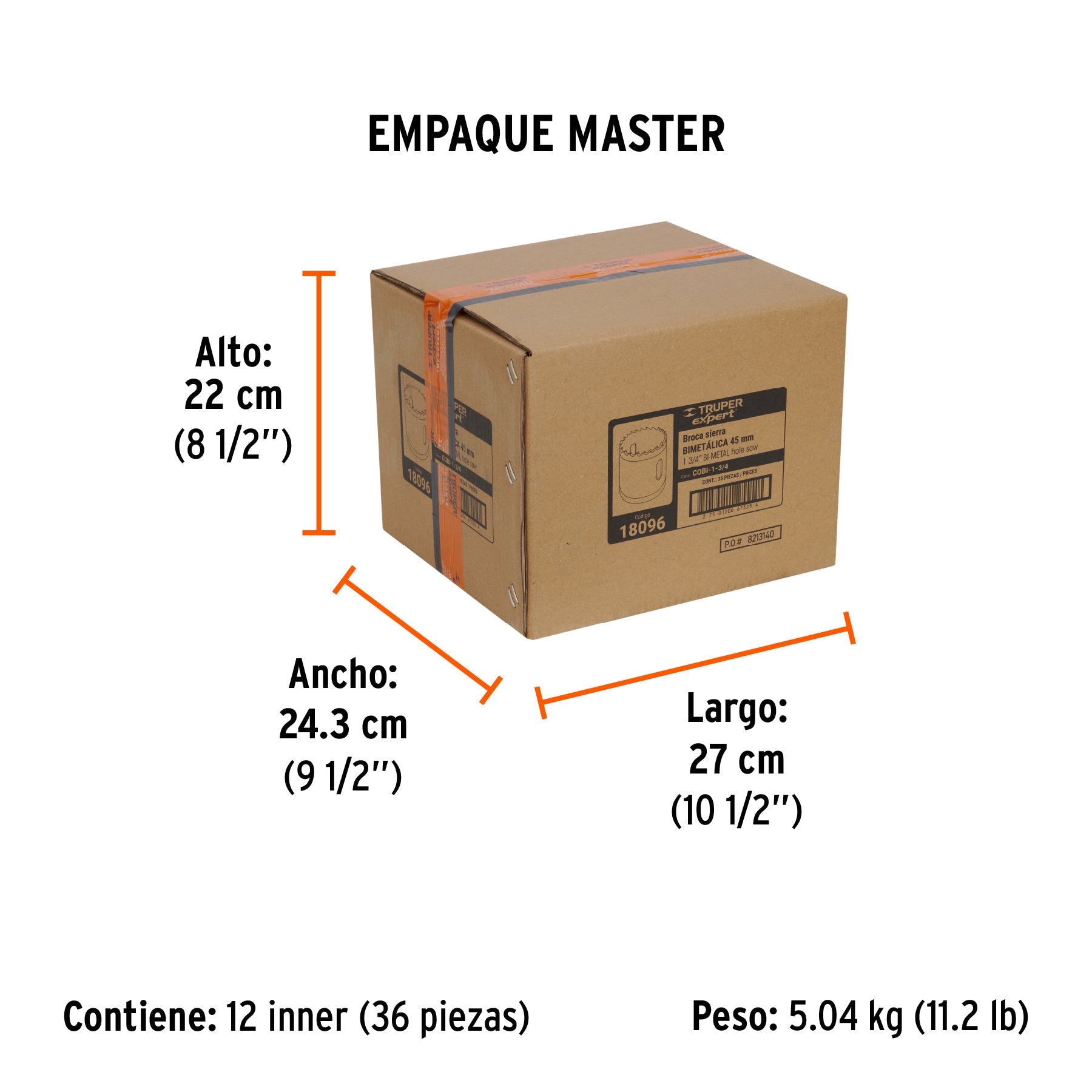 Brocasierra bimetálica 1-3/4", TRUPER EXPERT - Empaque
