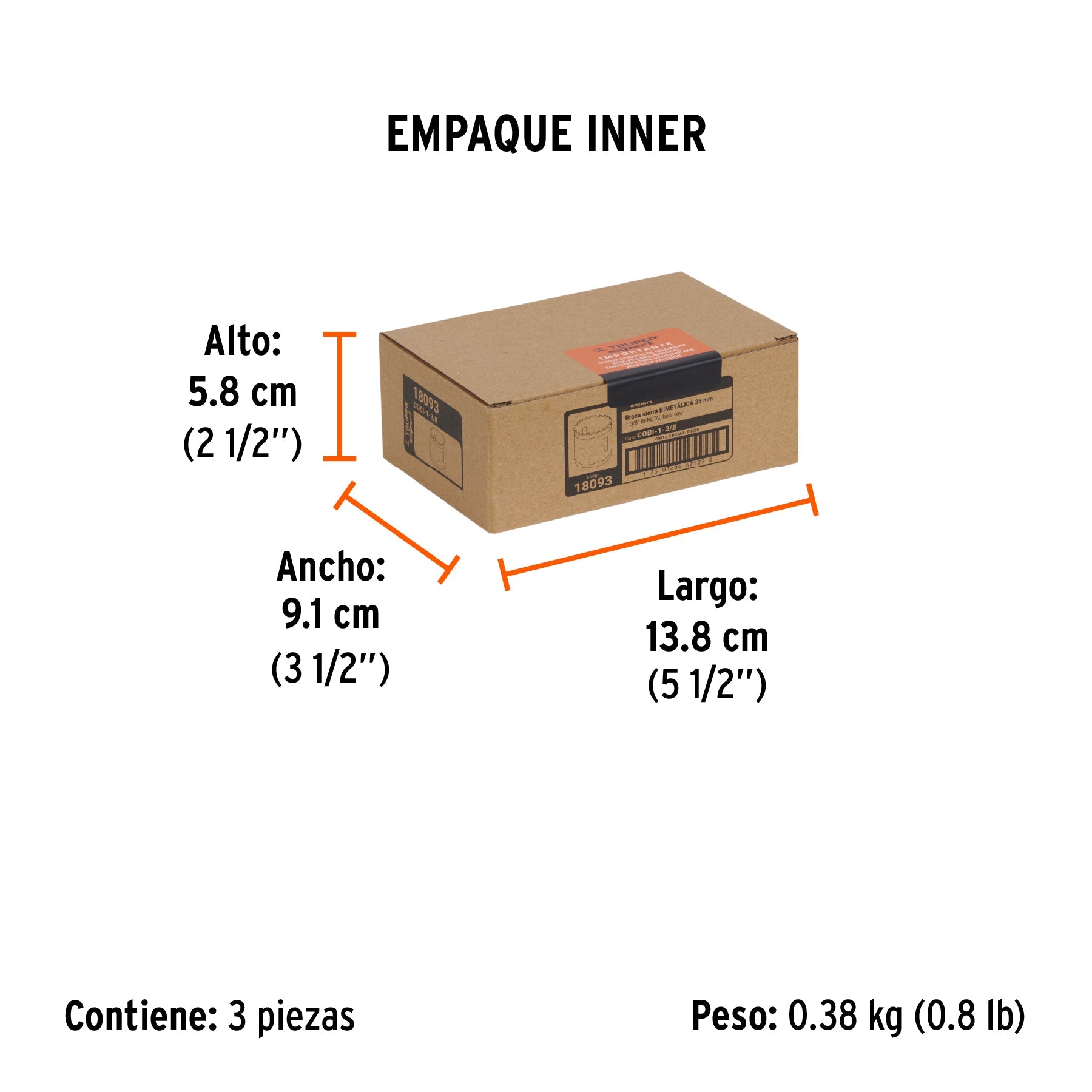 Brocasierra bimetálica 1-3/8", TRUPER EXPERT - Empaque