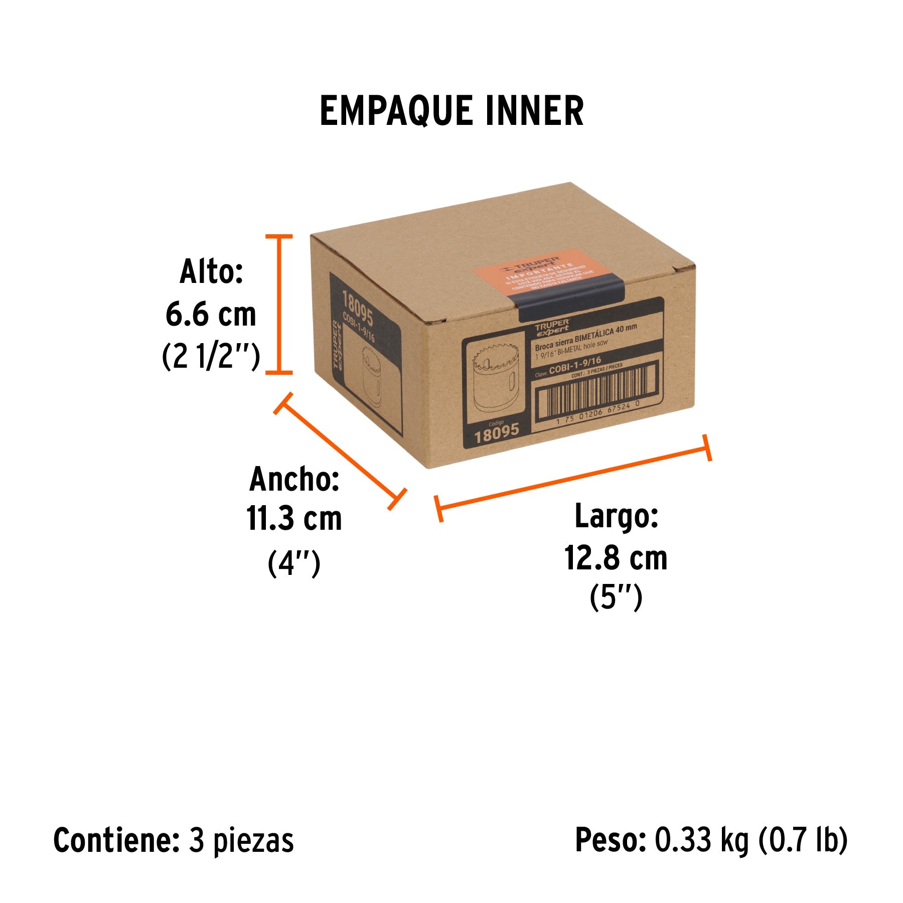Brocasierra bimetálica 1-9/16", TRUPER EXPERT - Empaque