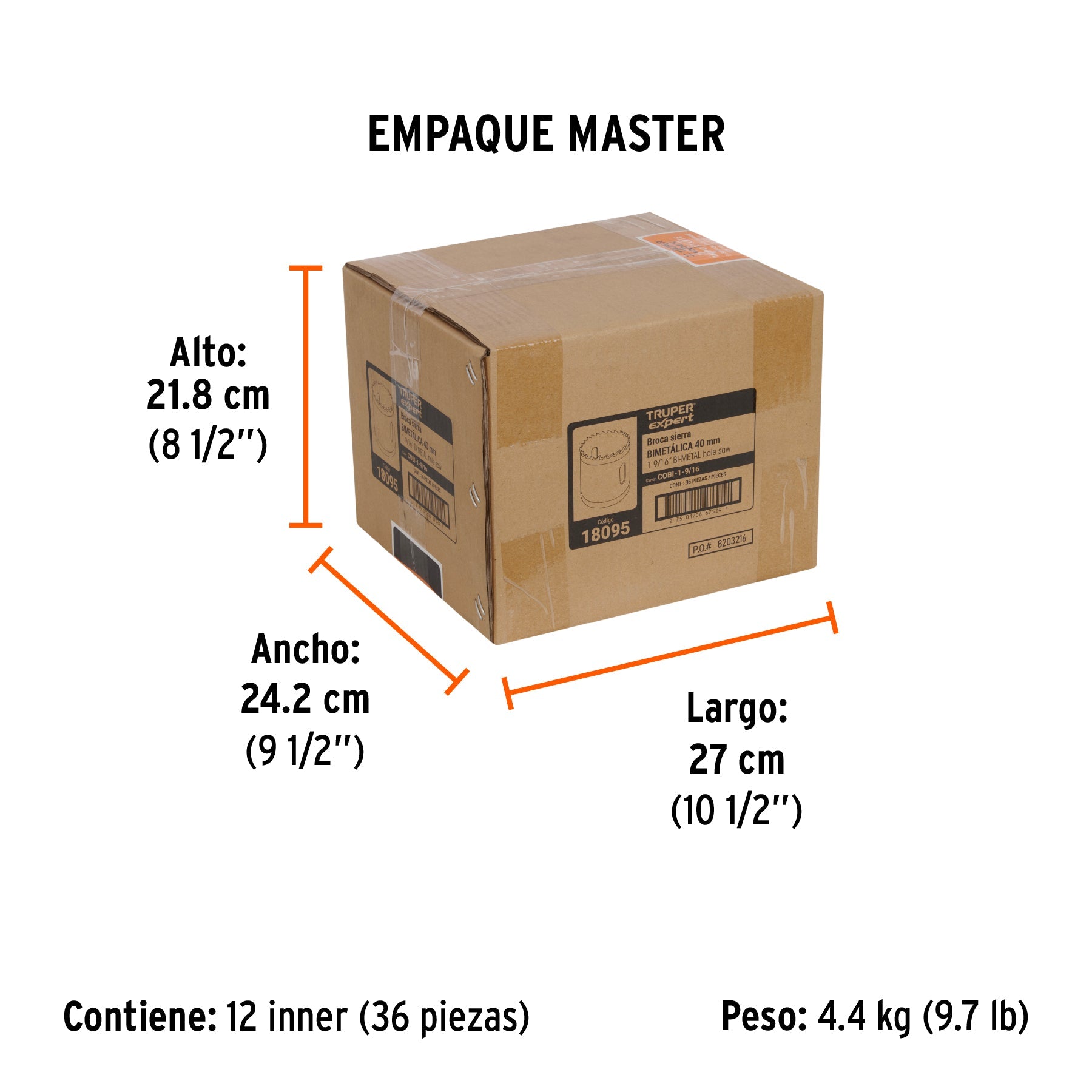 Brocasierra bimetálica 1-9/16", TRUPER EXPERT - Empaque