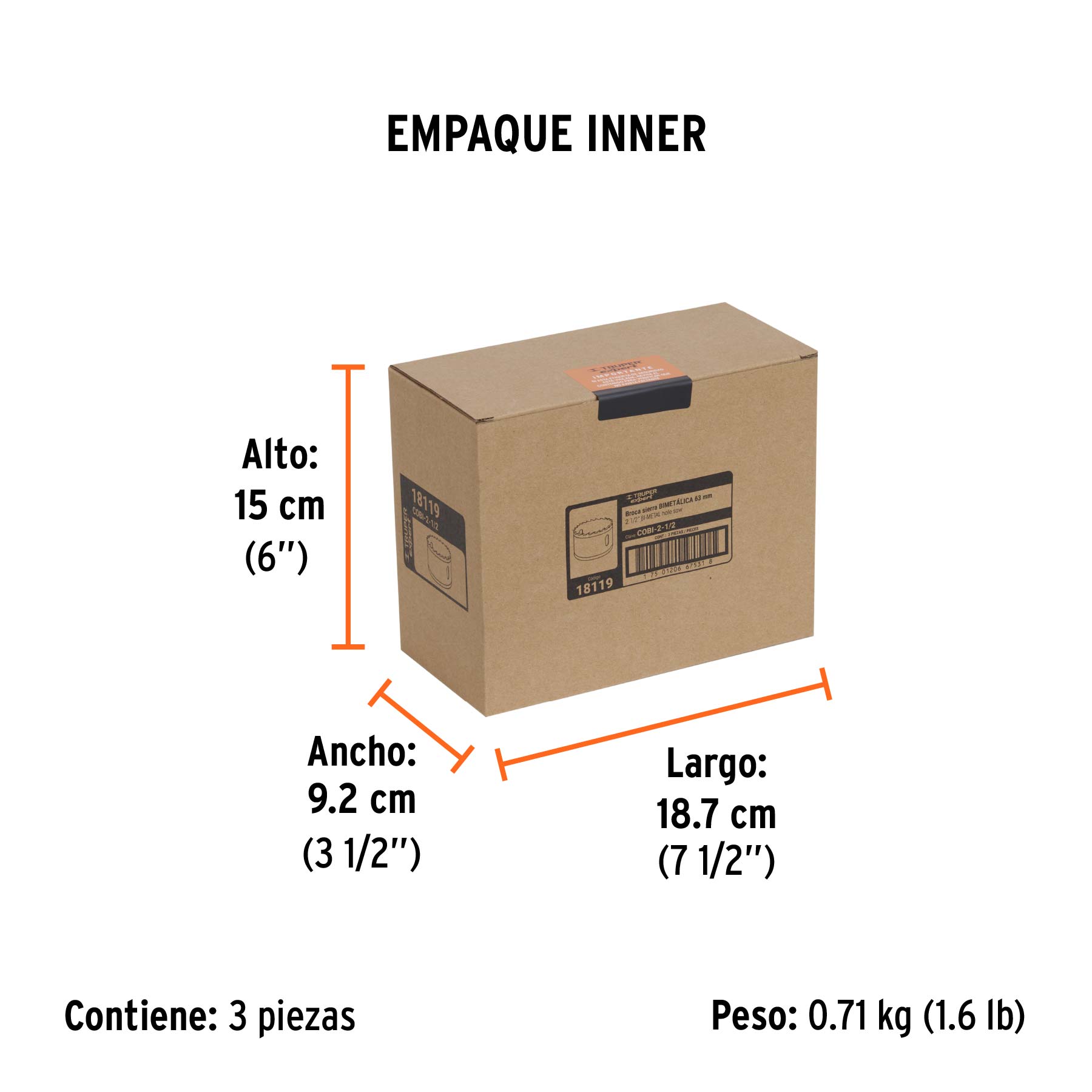 Brocasierra bimetálica 2-1/2", TRUPER EXPERT - Empaque