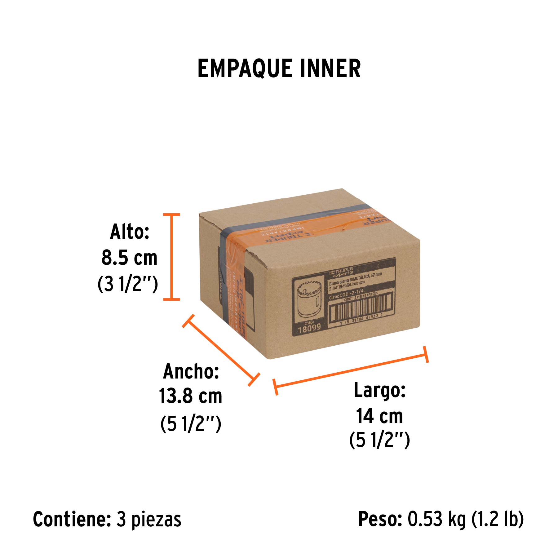 Brocasierra bimetálica 2-1/4", TRUPER EXPERT - Empaque