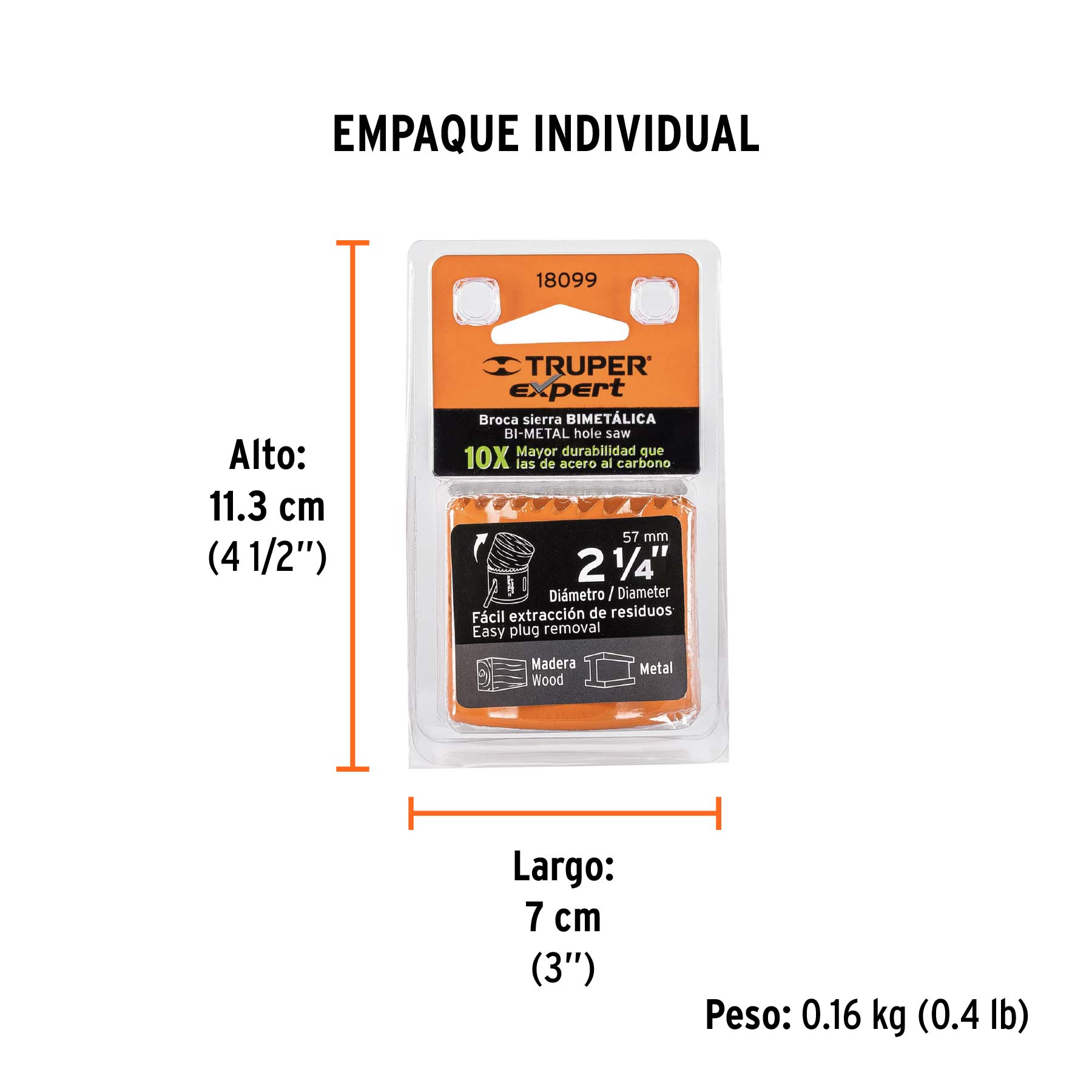 Brocasierra bimetálica 2-1/4", TRUPER EXPERT - Empaque