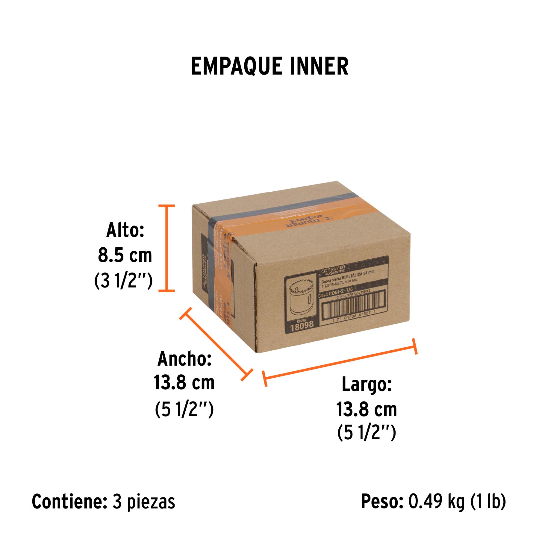 Brocasierra bimetálica 2-1/8", TRUPER EXPERT - Empaque