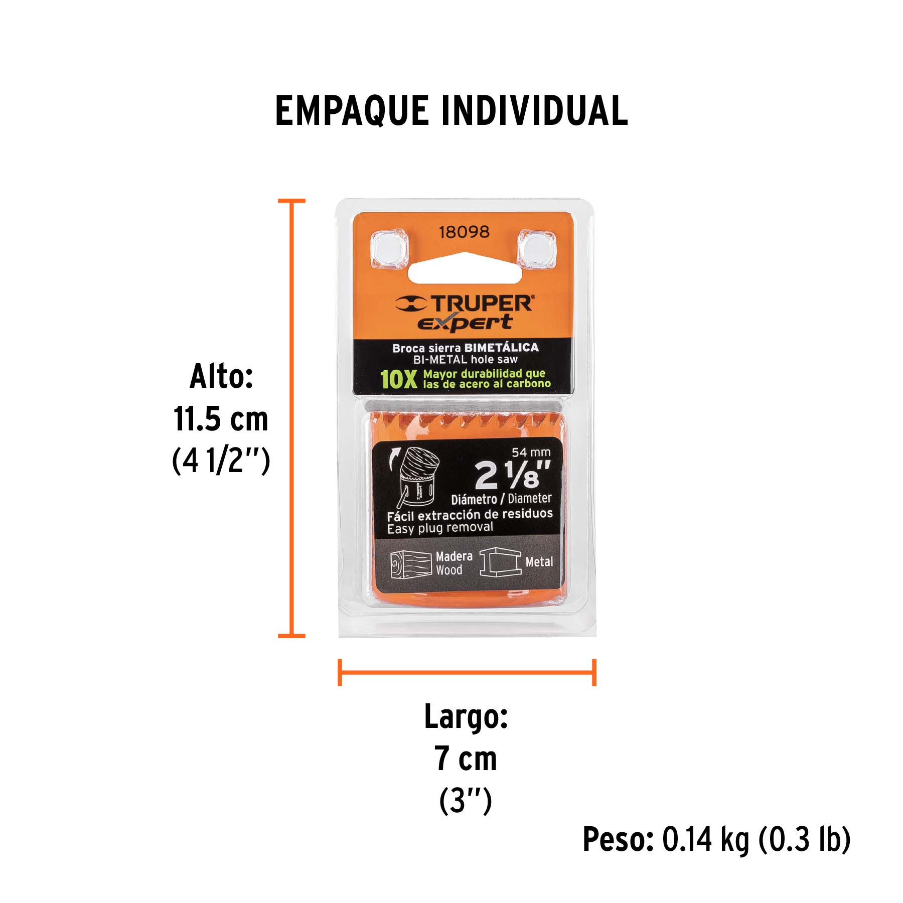 Brocasierra bimetálica 2-1/8", TRUPER EXPERT - Empaque