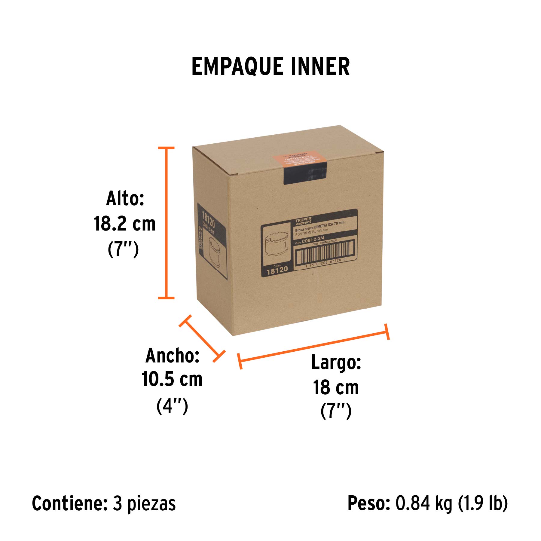 Brocasierra bimetálica 2-3/4", TRUPER EXPERT - Empaque