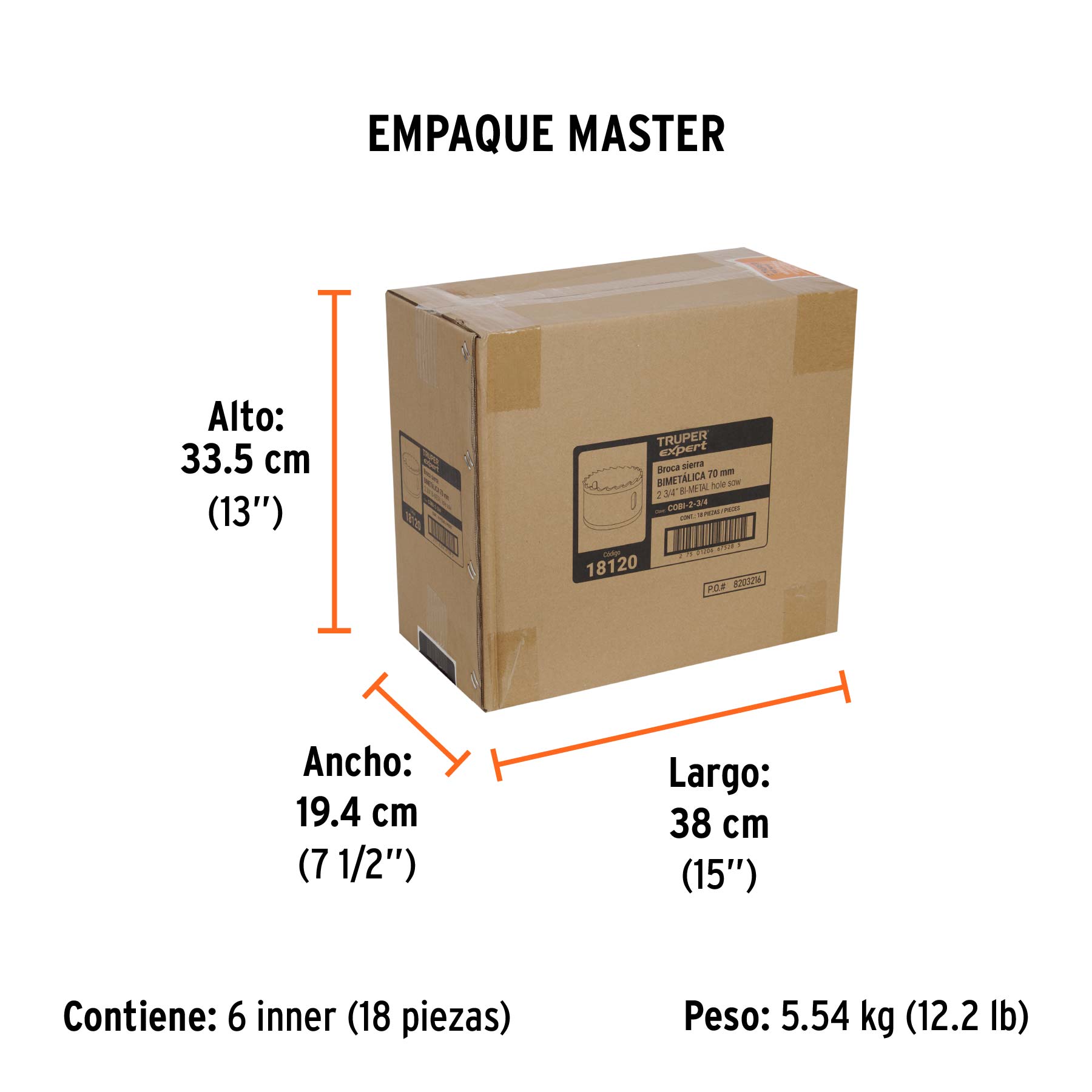Brocasierra bimetálica 2-3/4", TRUPER EXPERT - Empaque