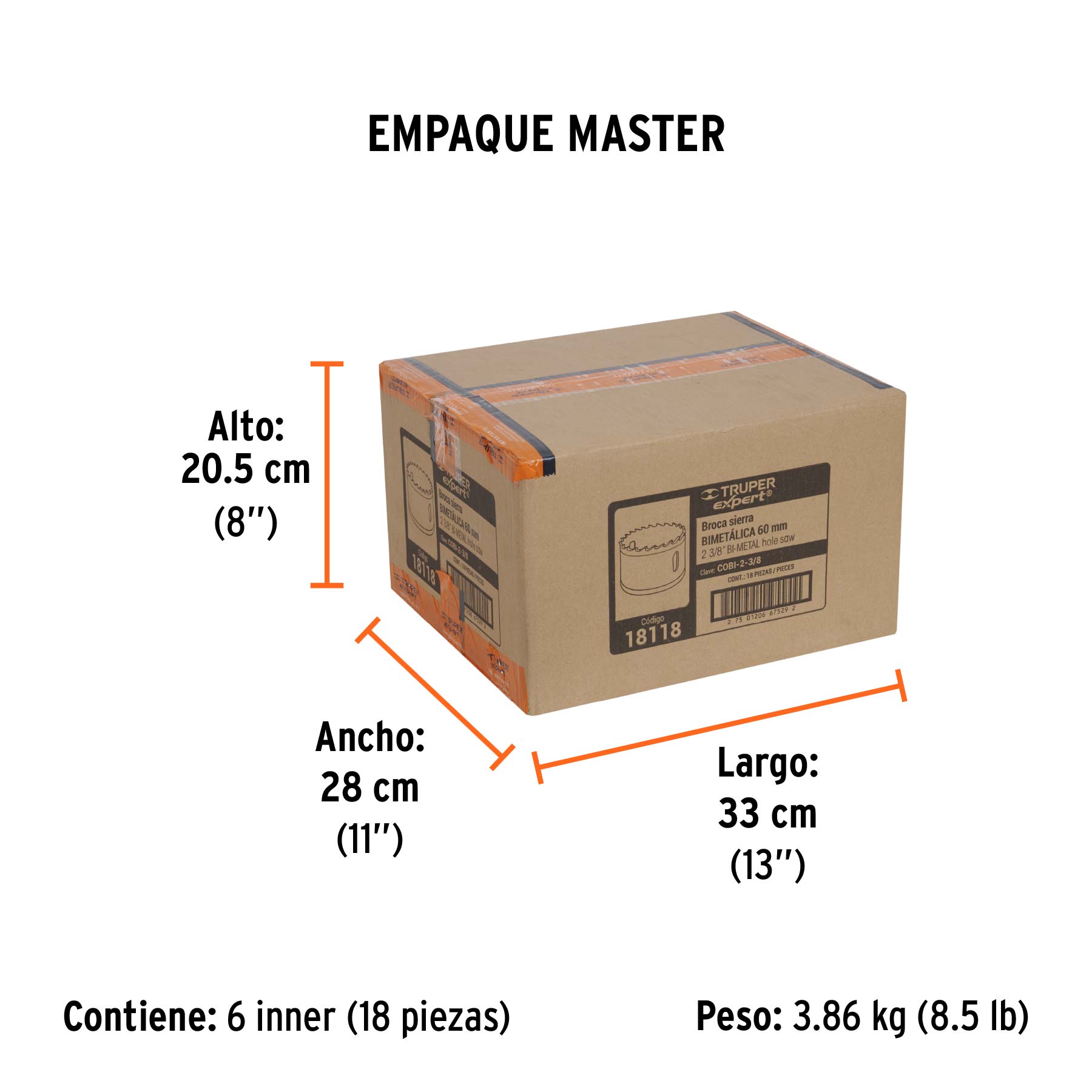 Brocasierra bimetálica 2-3/8", TRUPER EXPERT - Empaque