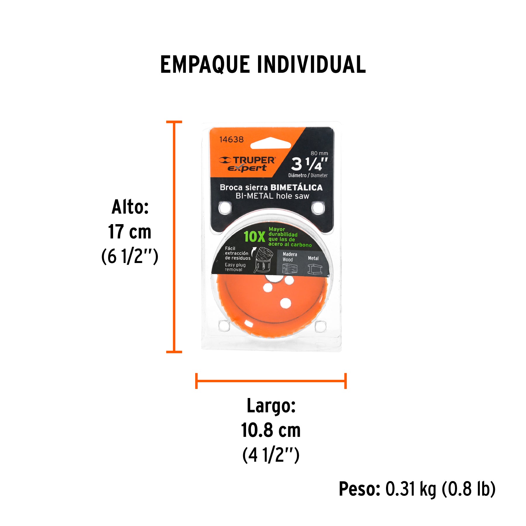 Brocasierra bimetálica 3-1/4", TRUPER EXPERT - Empaque
