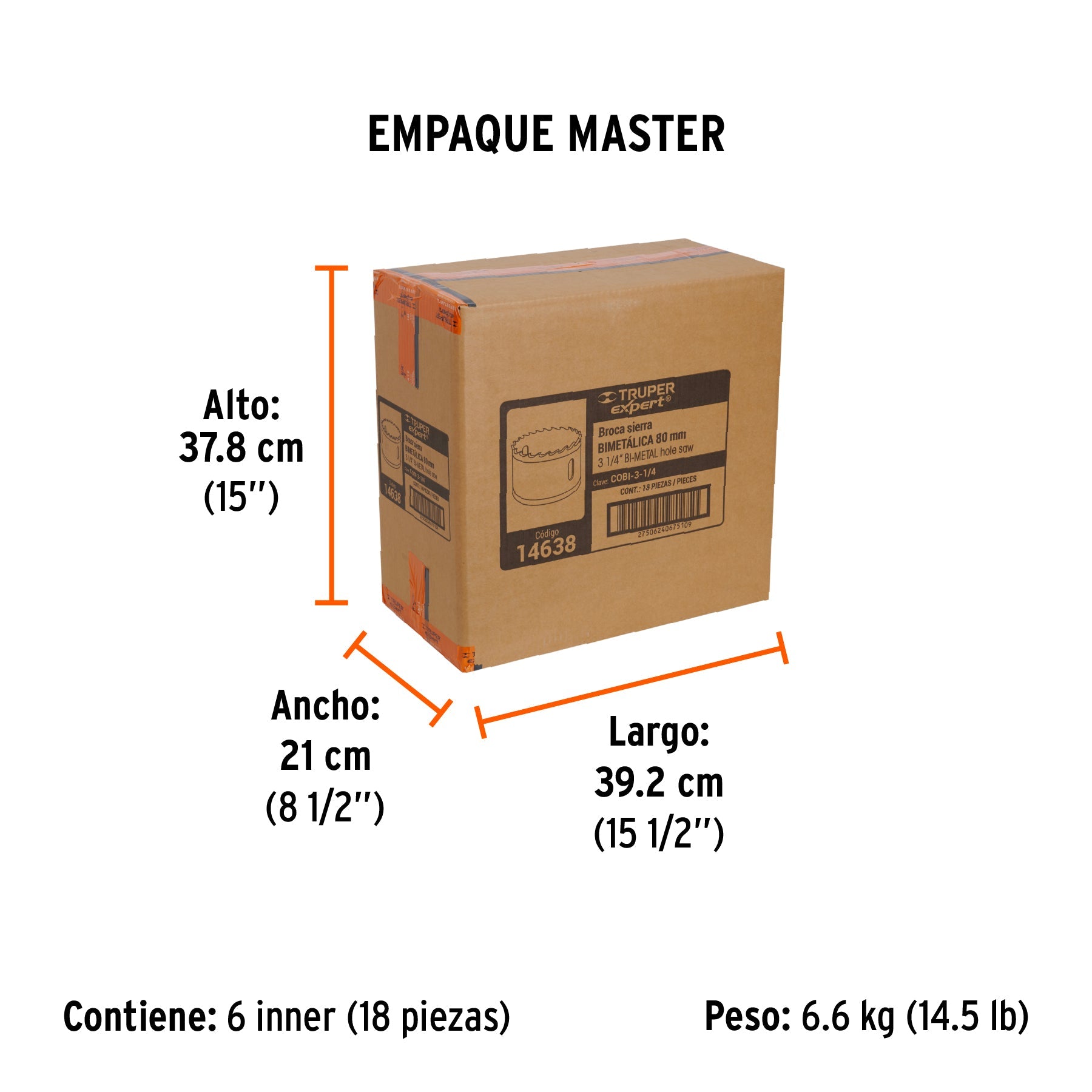 Brocasierra bimetálica 3-1/4", TRUPER EXPERT - Empaque