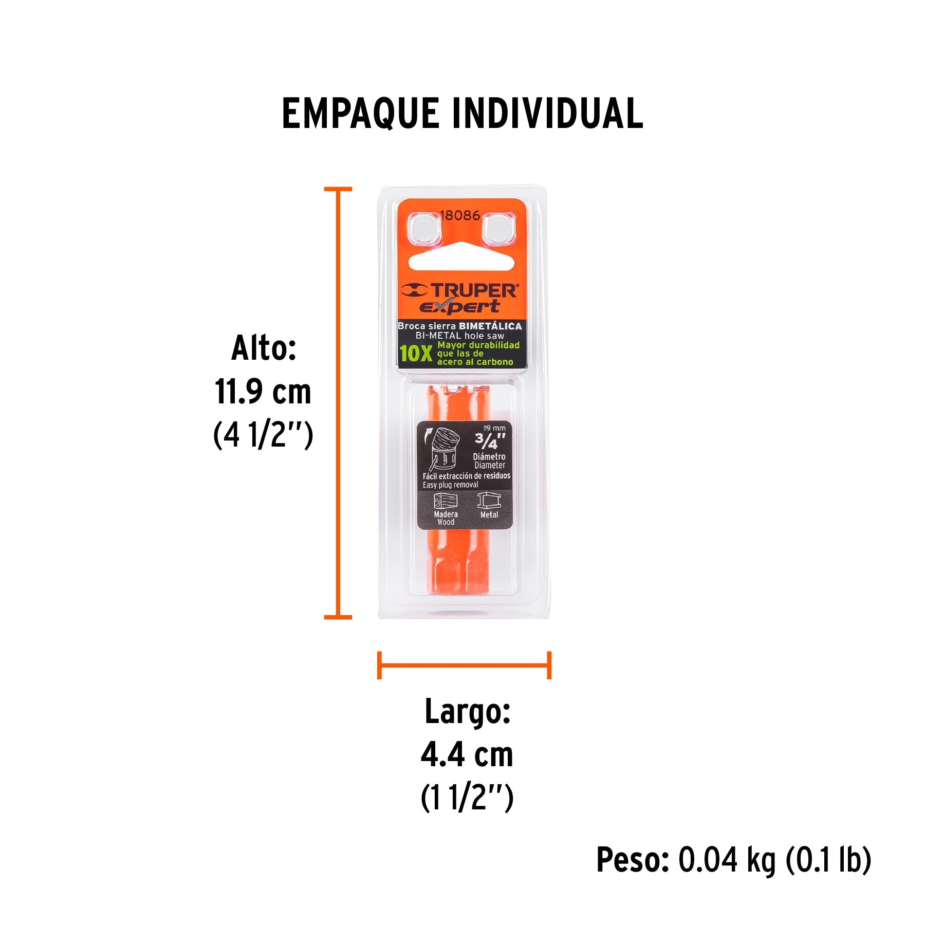 Brocasierra bimetálica 3/4", TRUPER EXPERT - Empaque